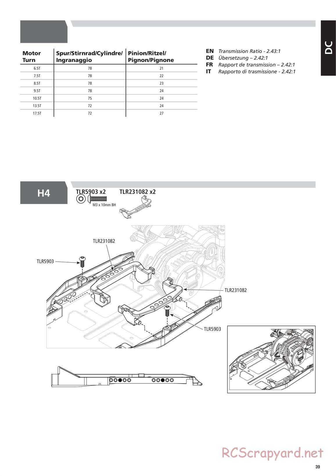 Team Losi - TLR 22 5.0 DC Race - Manual - Page 39