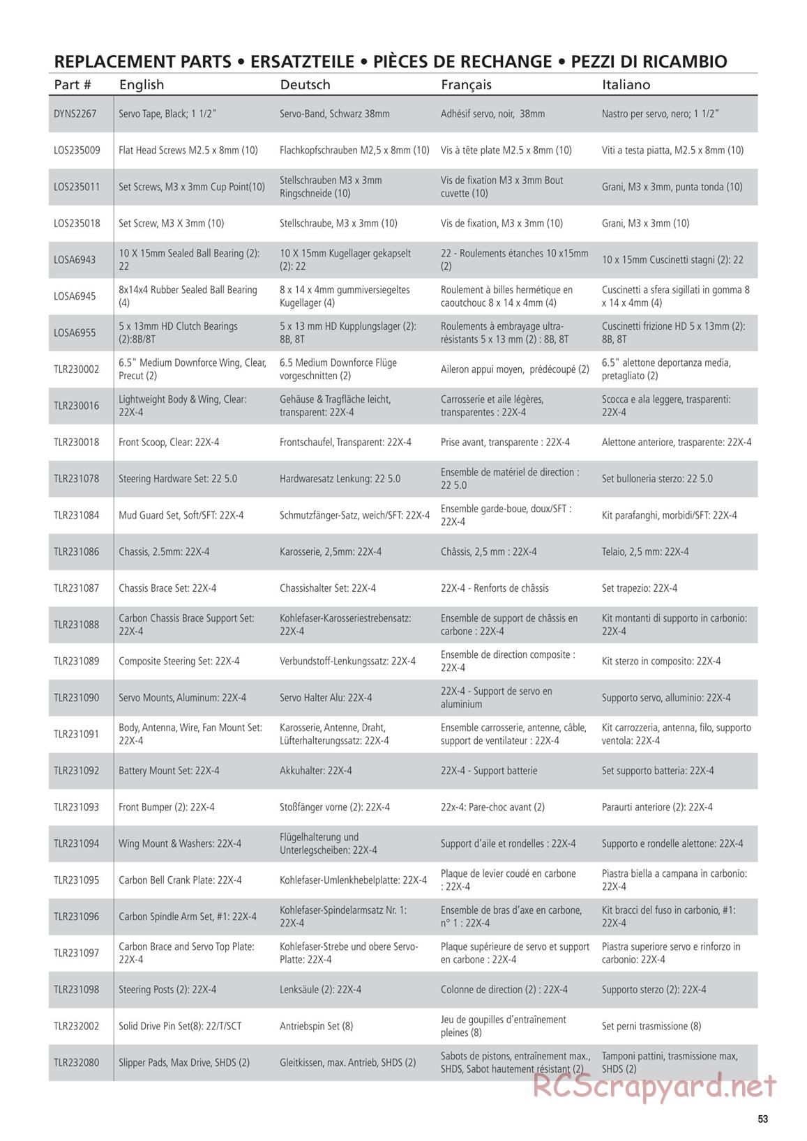 Team Losi - TLR 22X-4 Race - Manual - Page 7