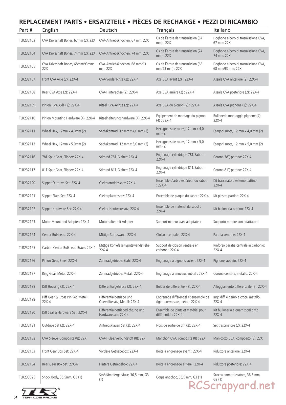 Team Losi - TLR 22X-4 Race - Manual - Page 8