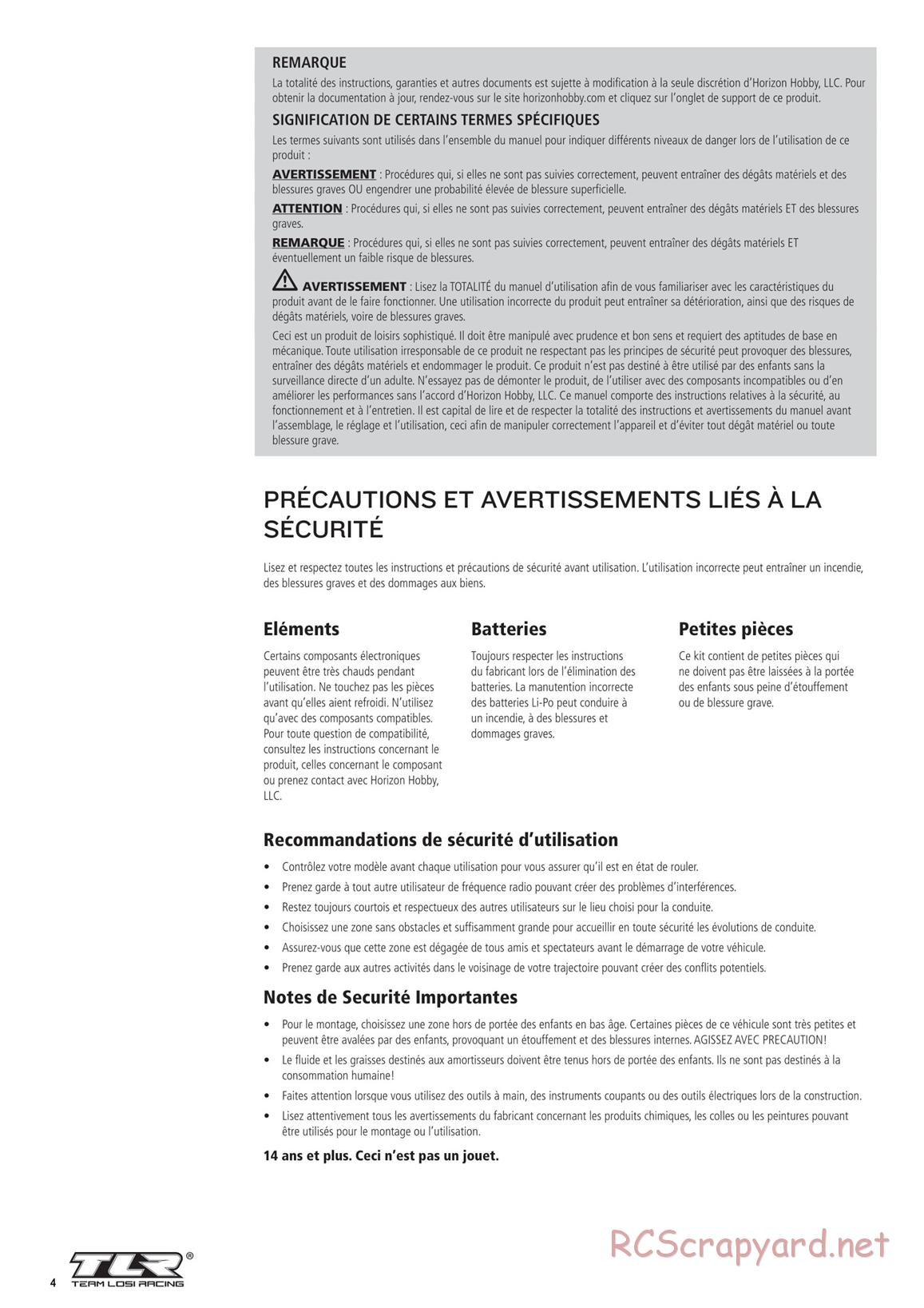 Team Losi - TLR 22X-4 Race - Manual - Page 4