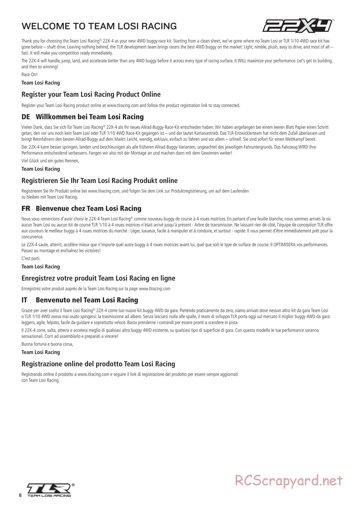 Team Losi - TLR 22X-4 Race - Manual - Page 6