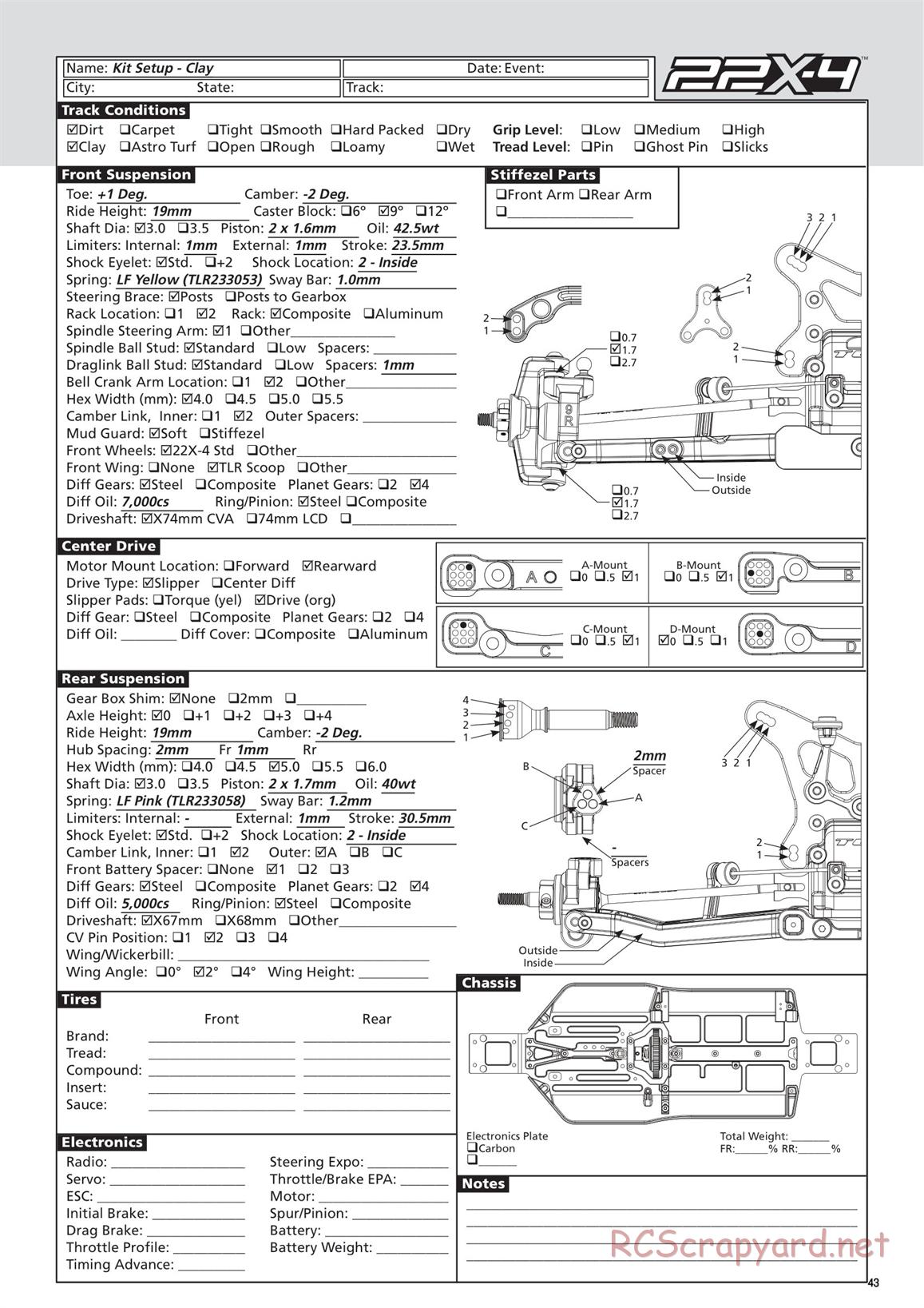 Team Losi - TLR 22X-4 Race - Manual - Page 43