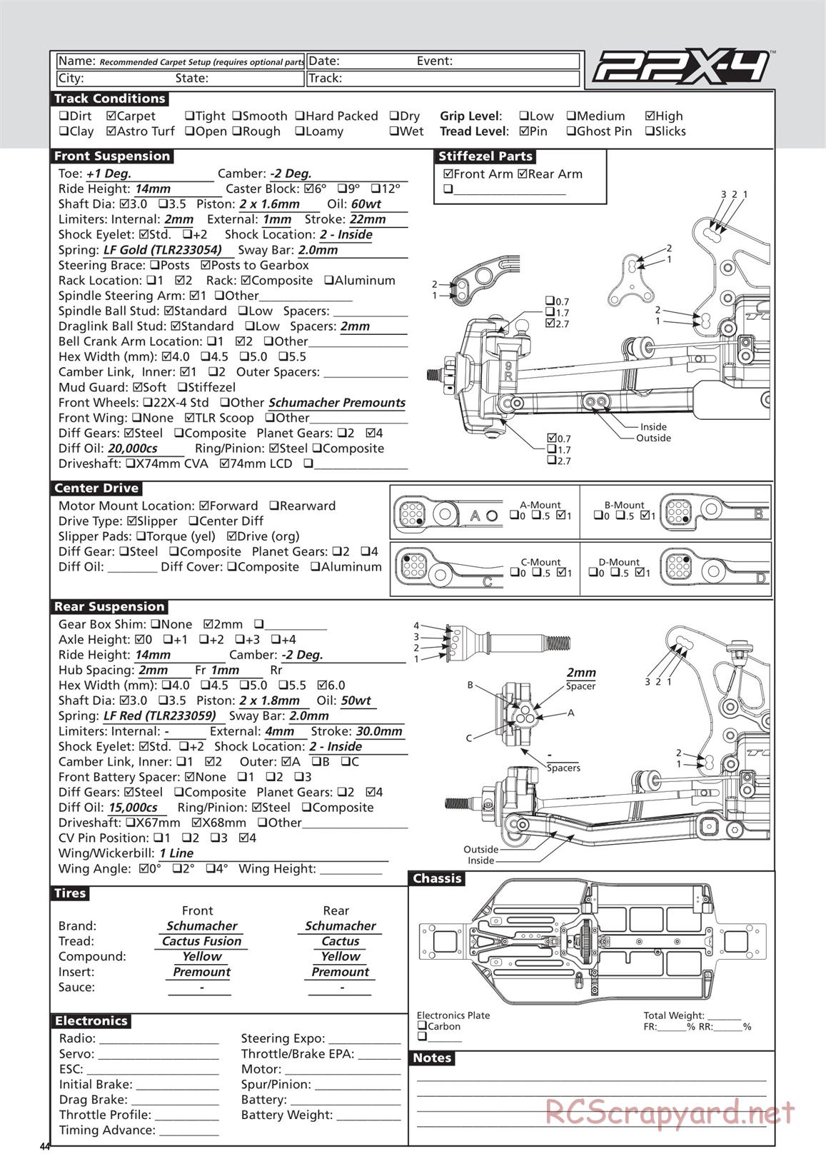 Team Losi - TLR 22X-4 Race - Manual - Page 44