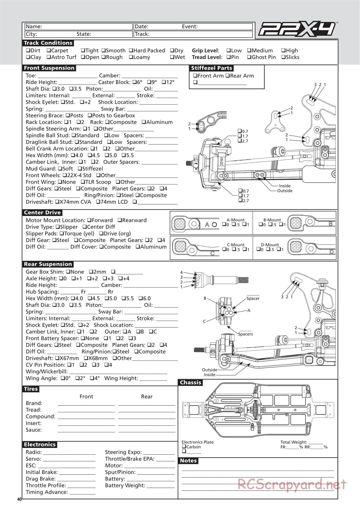 Team Losi - TLR 22X-4 Race - Manual - Page 46