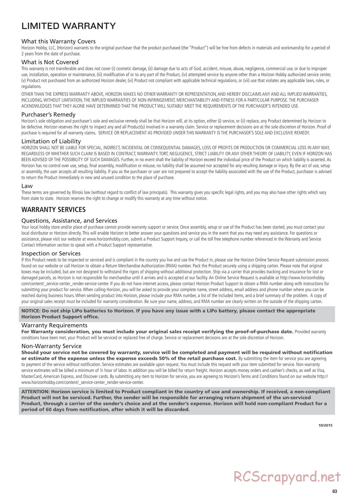 Team Losi - TLR 22X-4 Race - Manual - Page 63