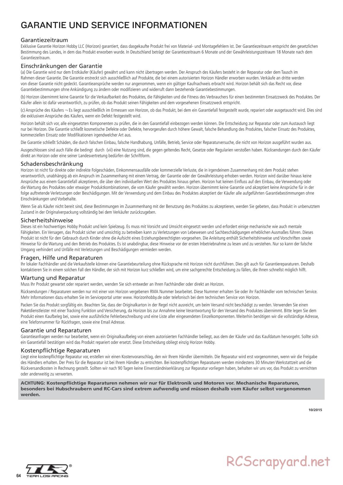 Team Losi - TLR 22X-4 Race - Manual - Page 64