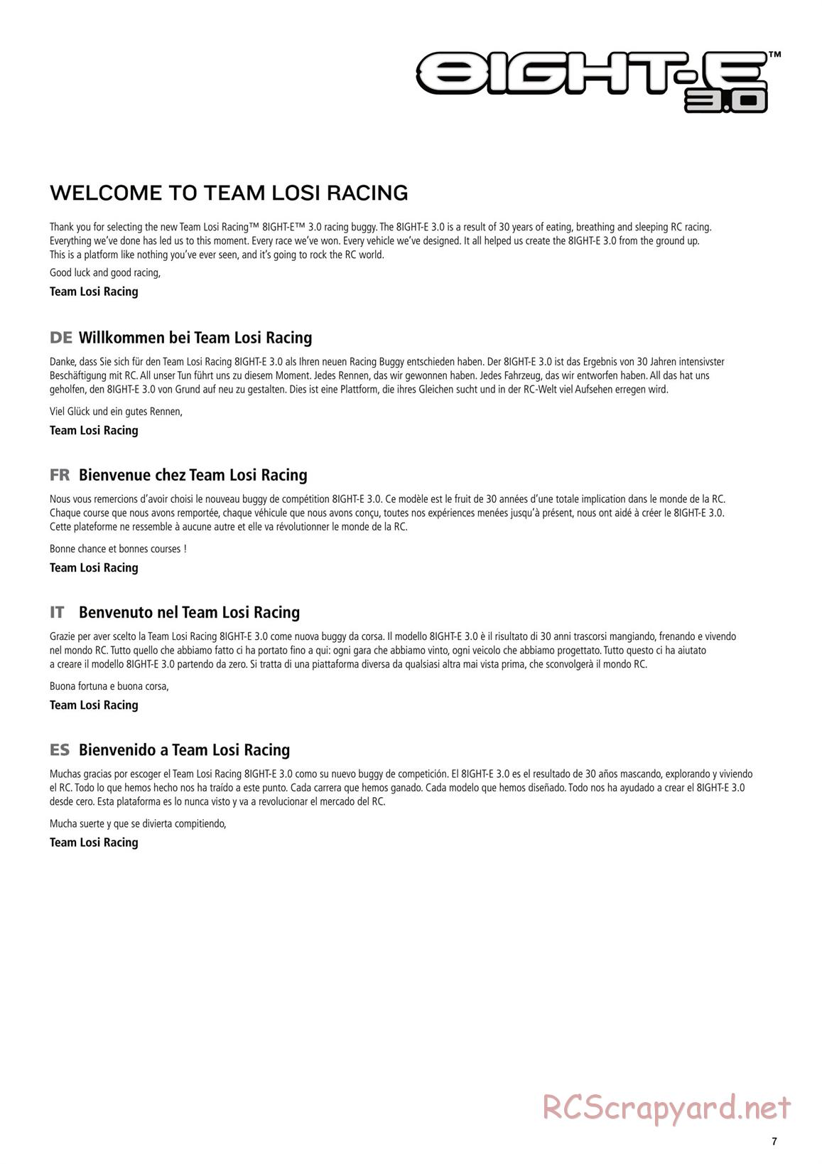 Team Losi - 8ight-E 3.0 - Manual - Page 7