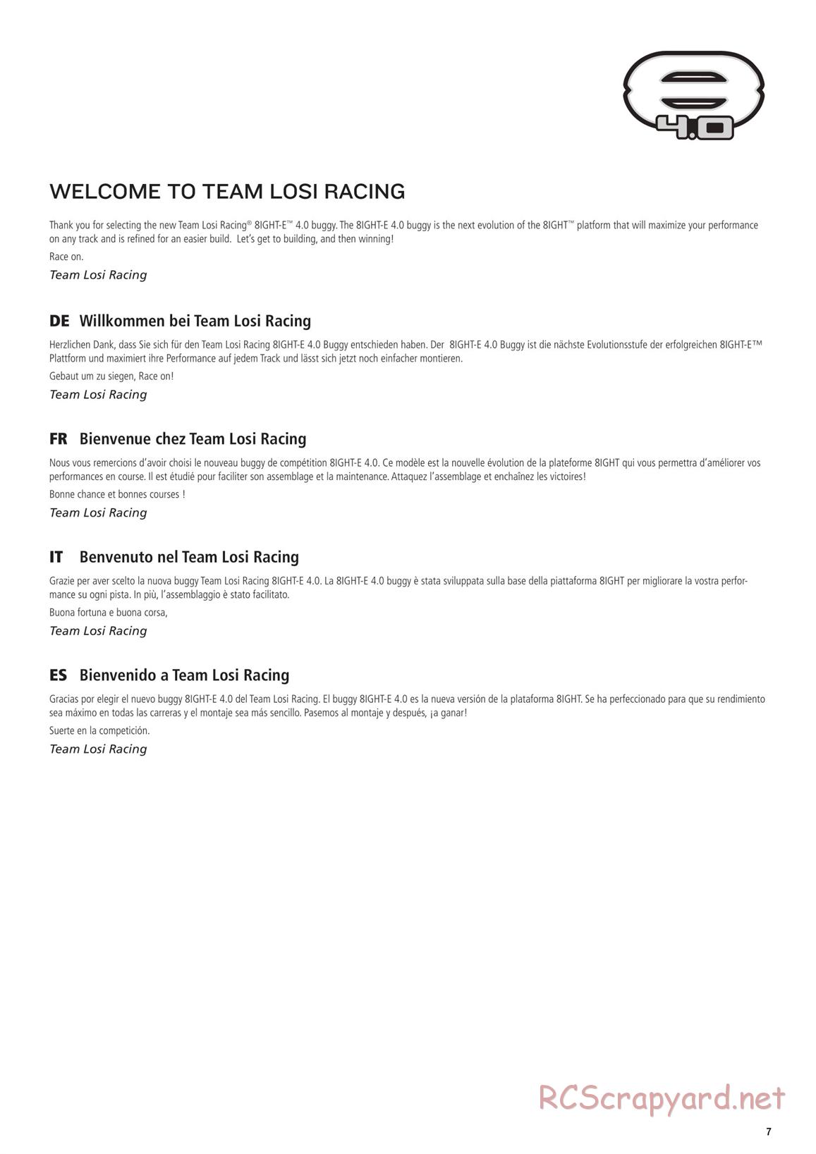 Team Losi - 8ight-E 4.0 - Manual - Page 7