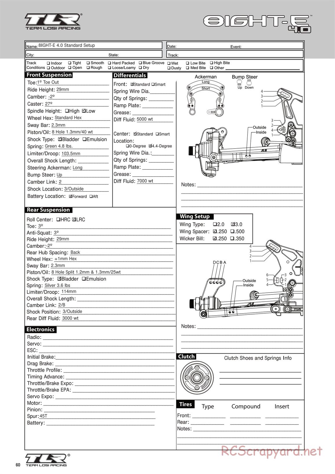 Team Losi - 8ight-E 4.0 - Manual - Page 60