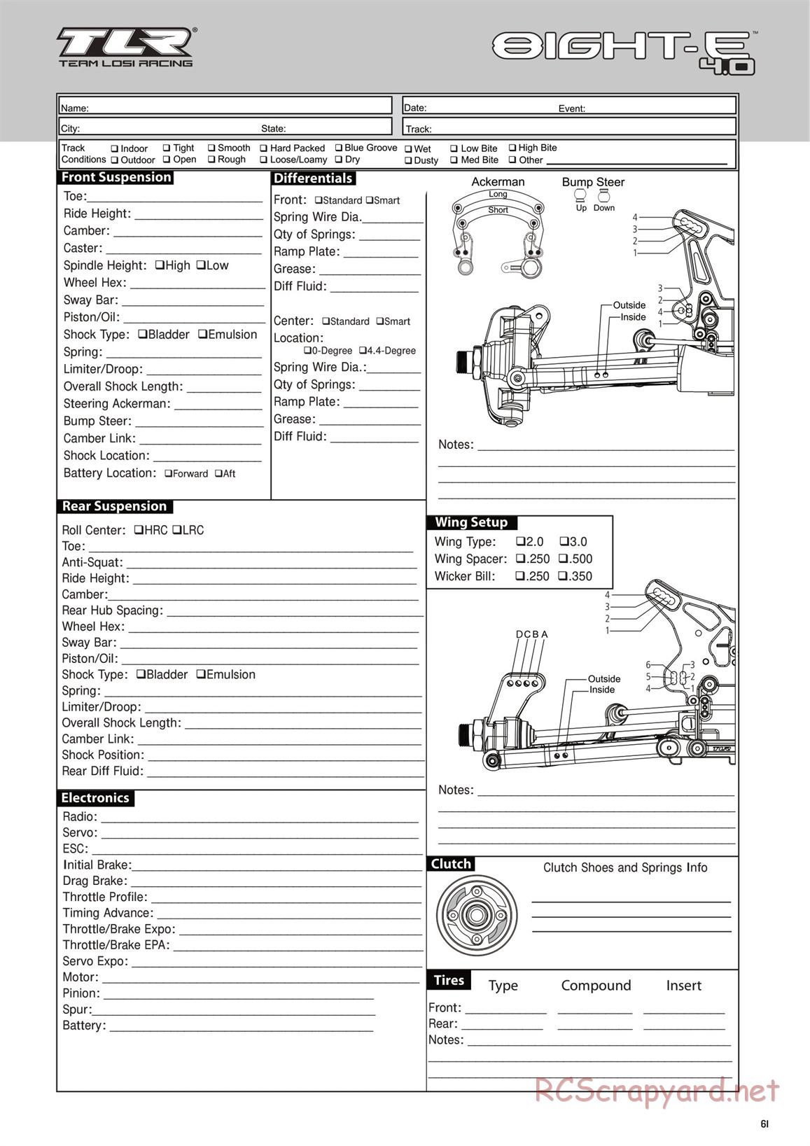 Team Losi - 8ight-E 4.0 - Manual - Page 61