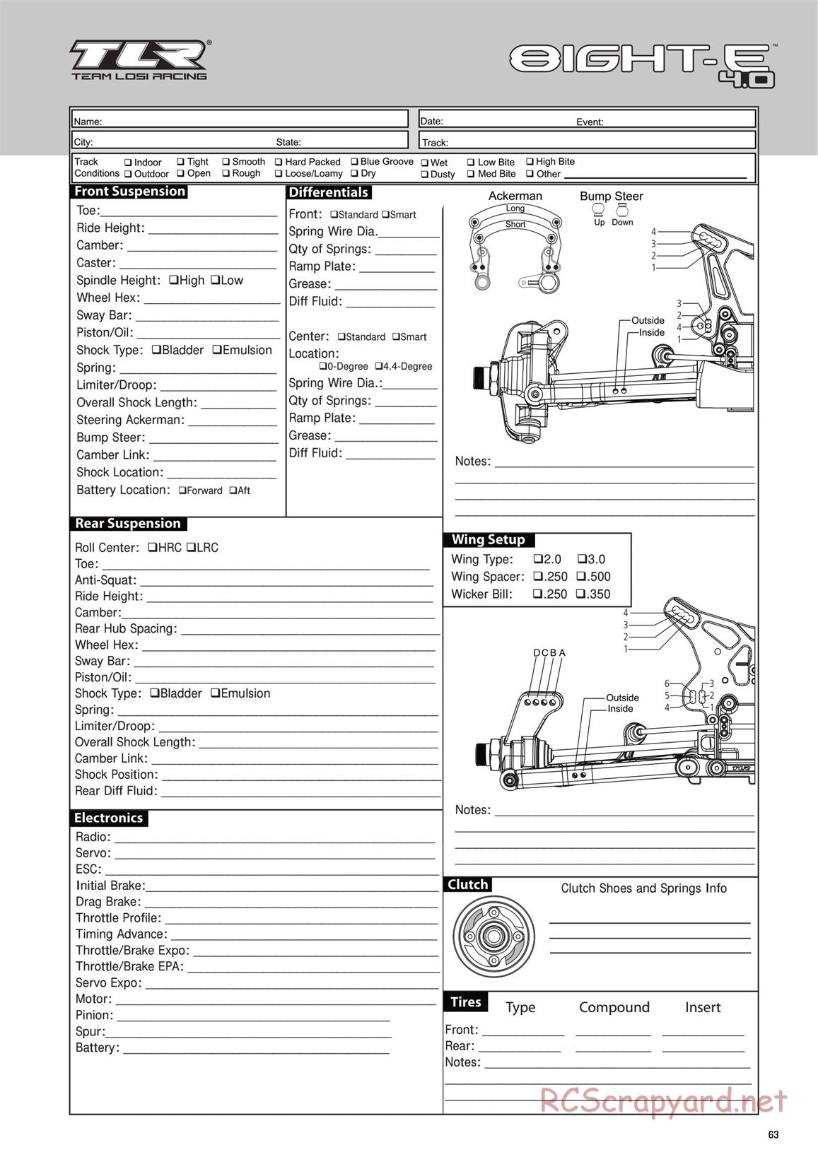 Team Losi - 8ight-E 4.0 - Manual - Page 63