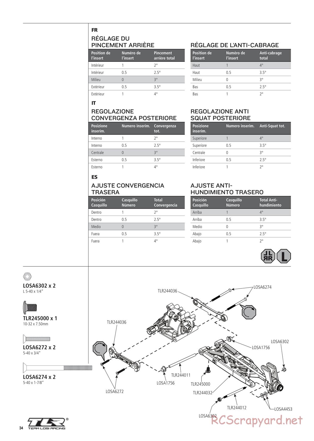 Team Losi - 8ight-T 4.0 Race - Manual - Page 34