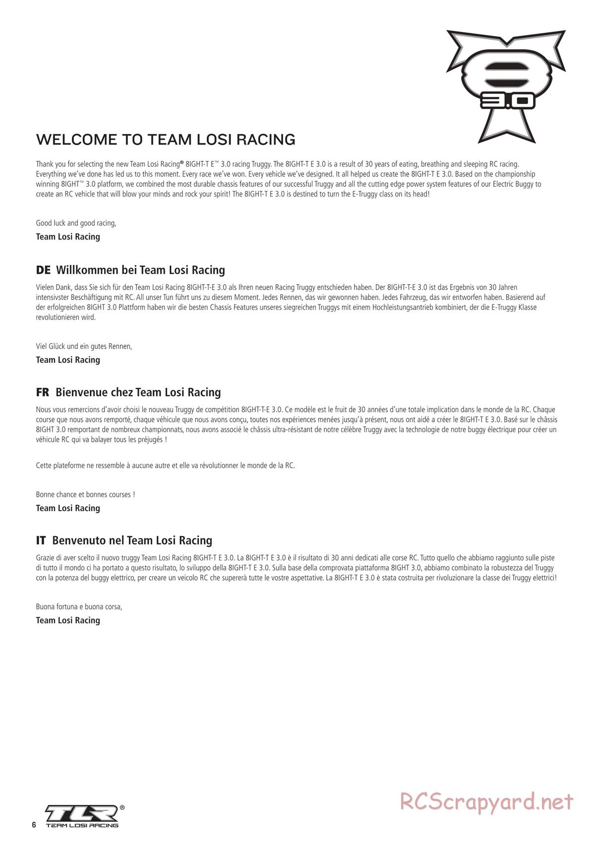 Team Losi - 8ight-T-E 3.0 - Manual - Page 6