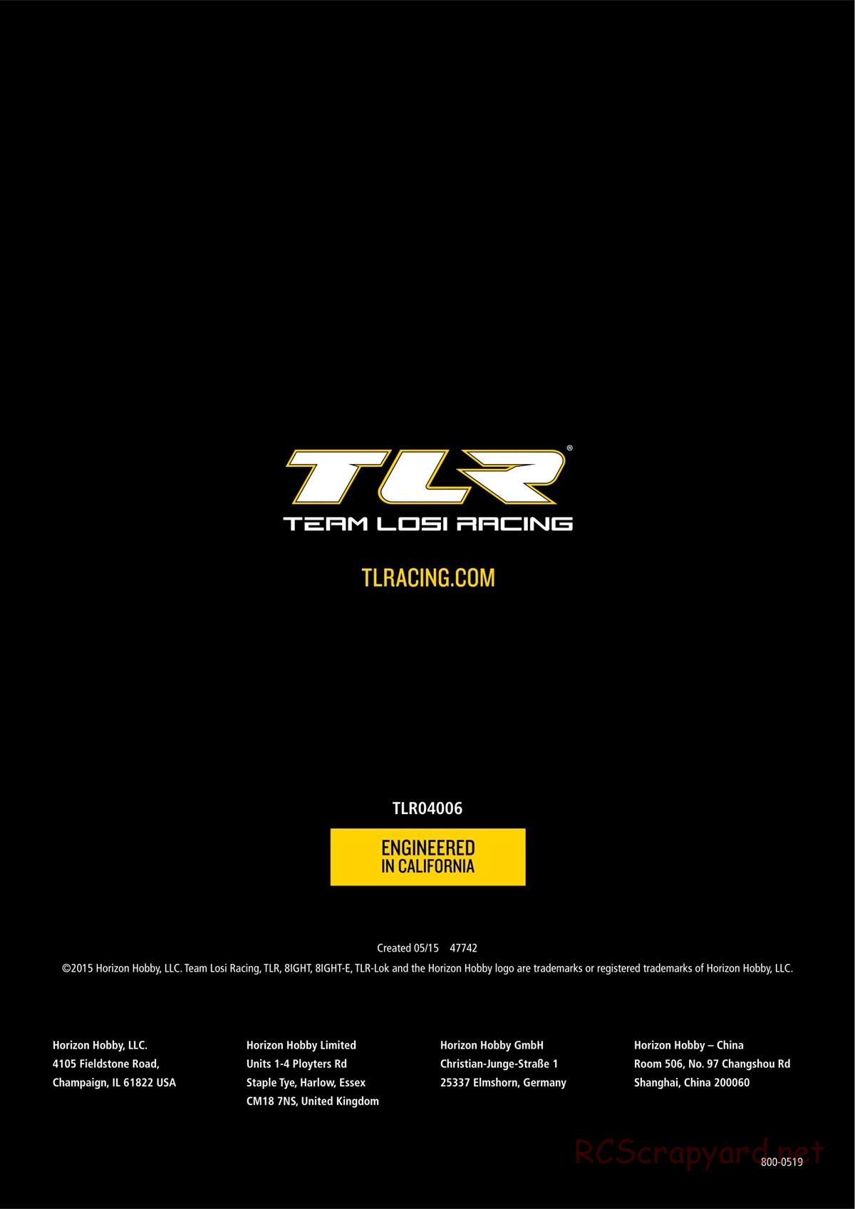 Team Losi - 8ight-T-E 3.0 - Manual - Page 68