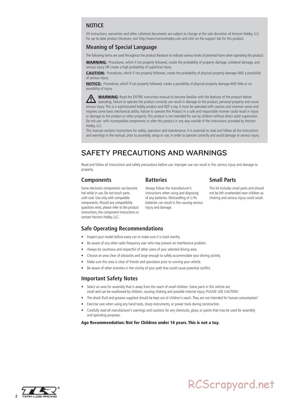 Team Losi - 8ight-X Race - Manual - Page 2