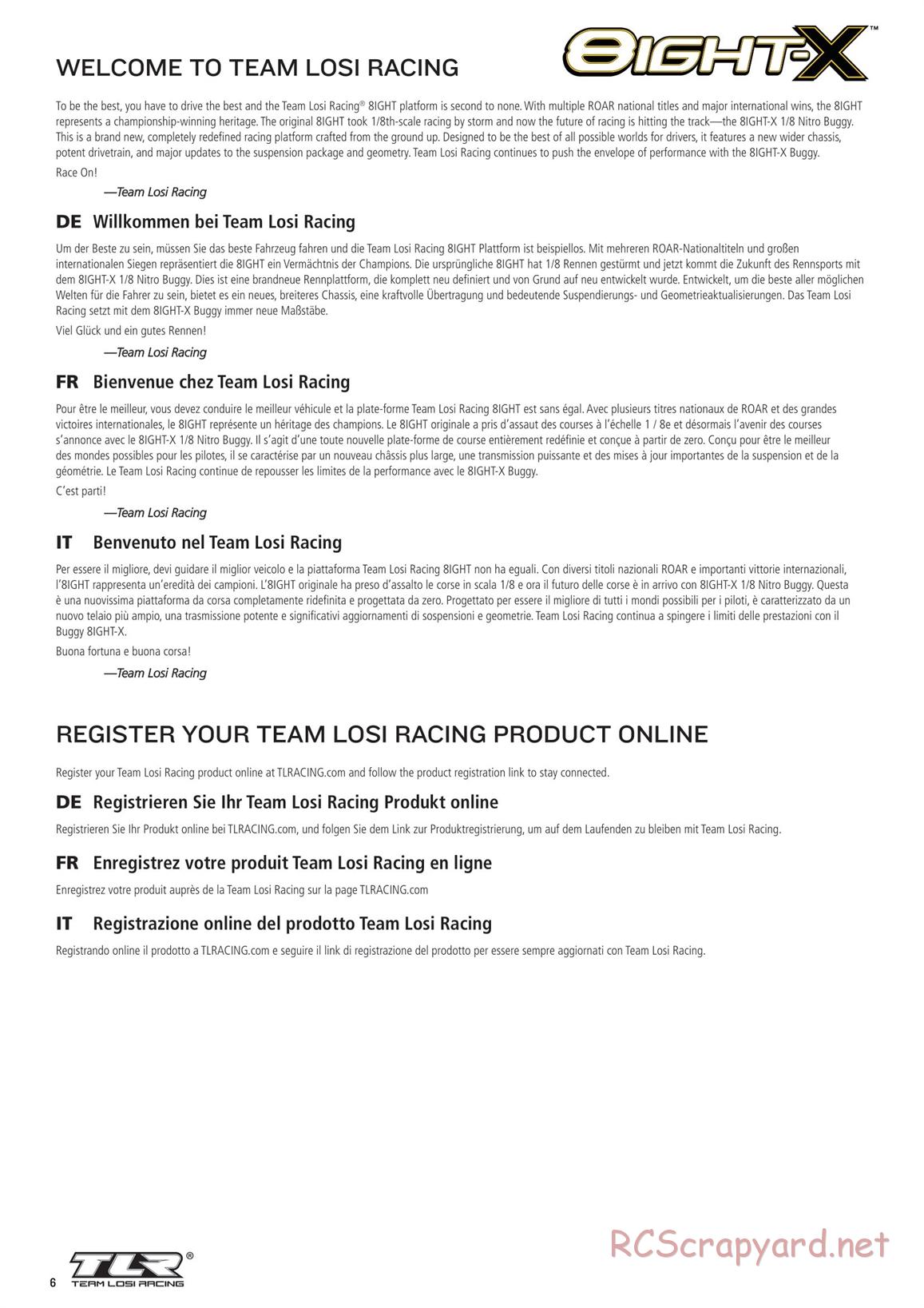 Team Losi - 8ight-X Race - Manual - Page 6