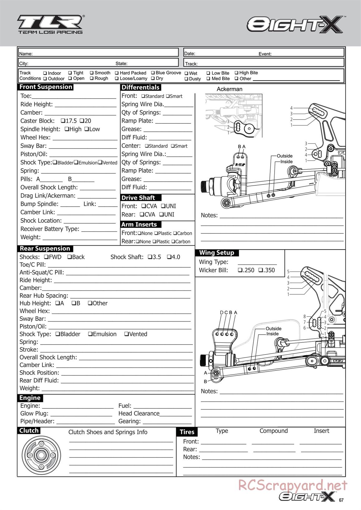 Team Losi - 8ight-X Race - Manual - Page 67