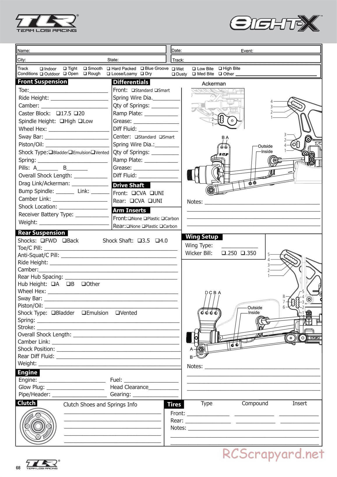Team Losi - 8ight-X Race - Manual - Page 68