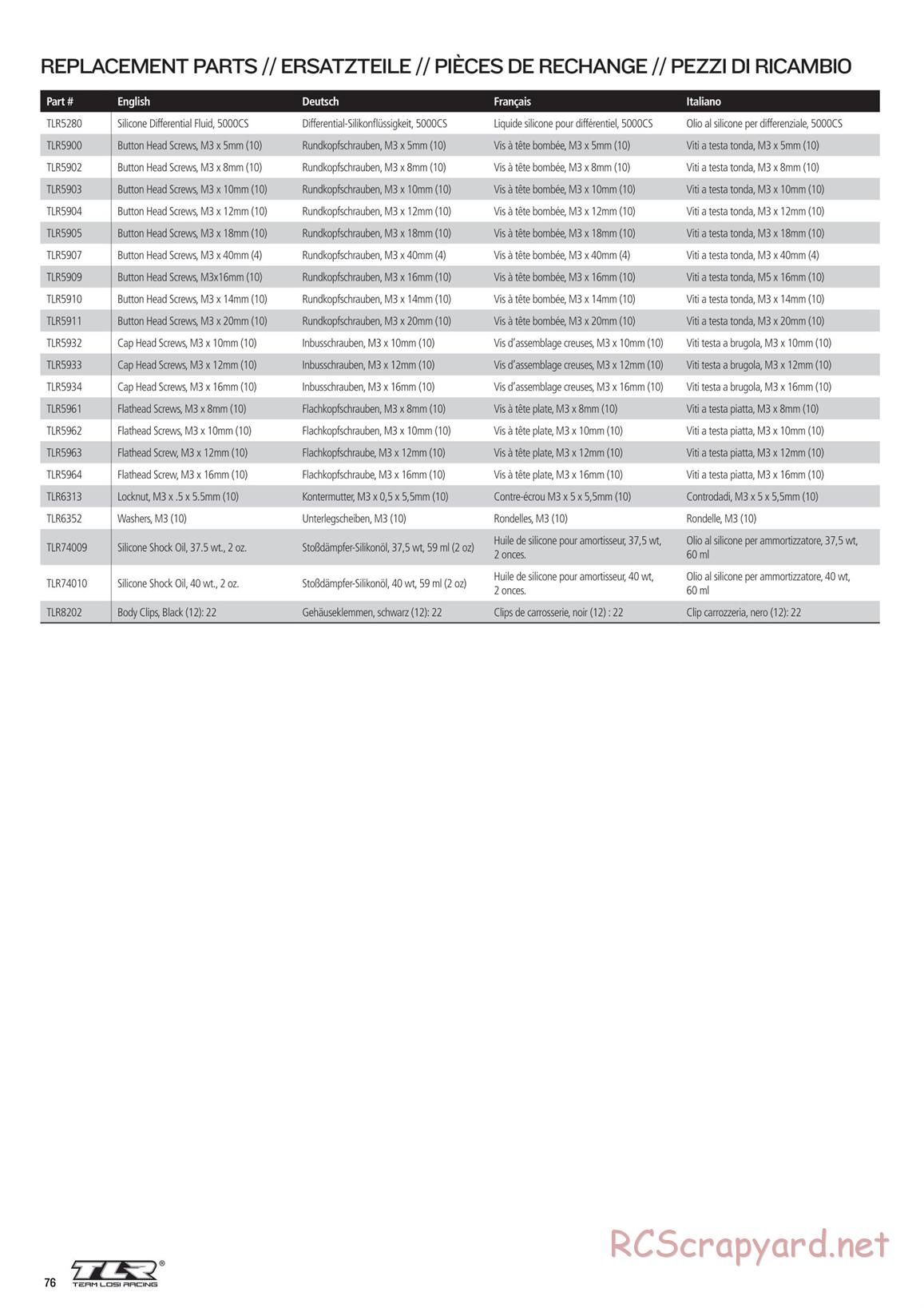 Team Losi - 8ight-X Race - Manual - Page 76