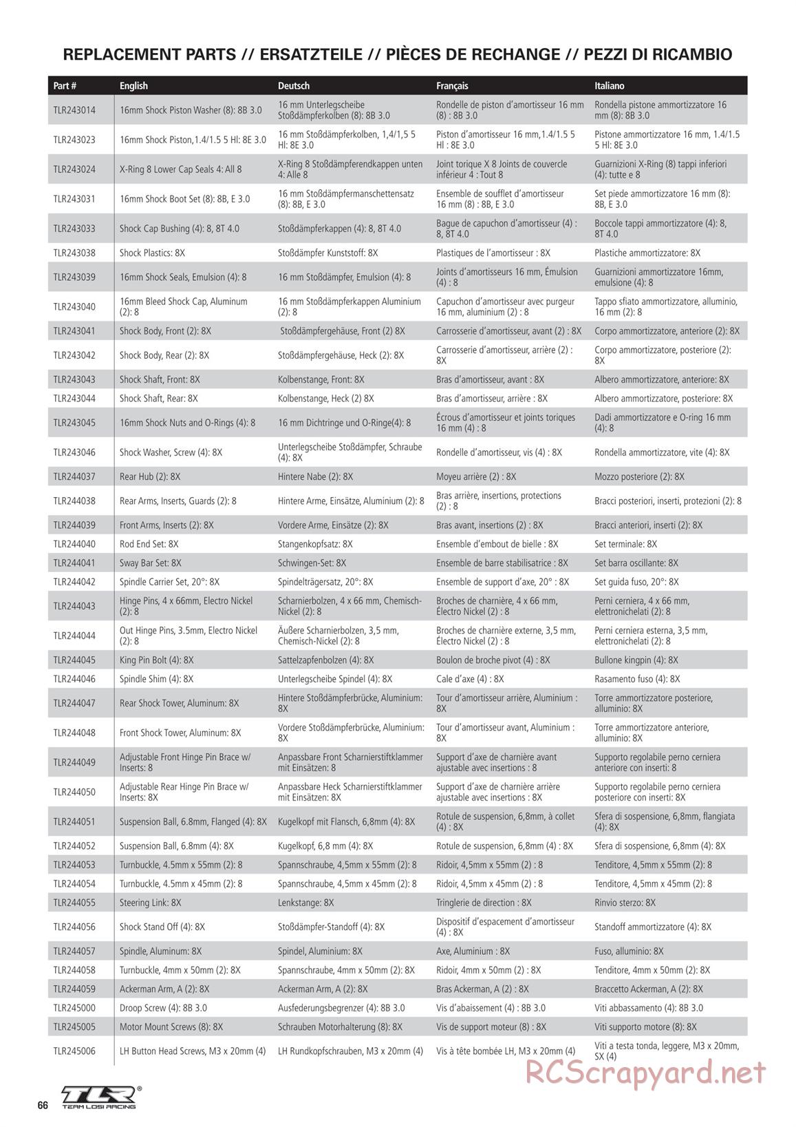 Team Losi - 8ight-XE Race - Manual - Page 66