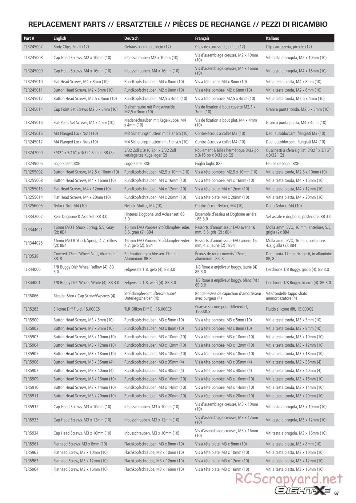 Team Losi - 8ight-XE Race - Manual - Page 67