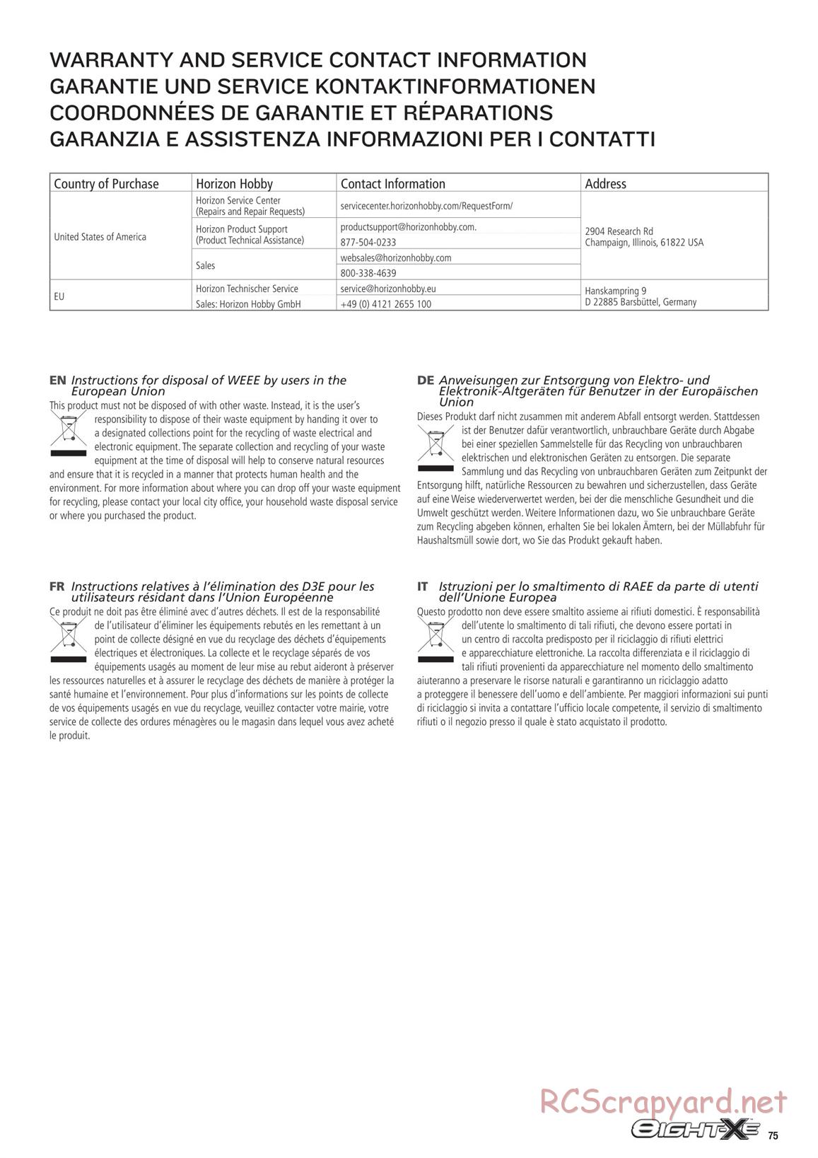 Team Losi - 8ight-XE Race - Manual - Page 75