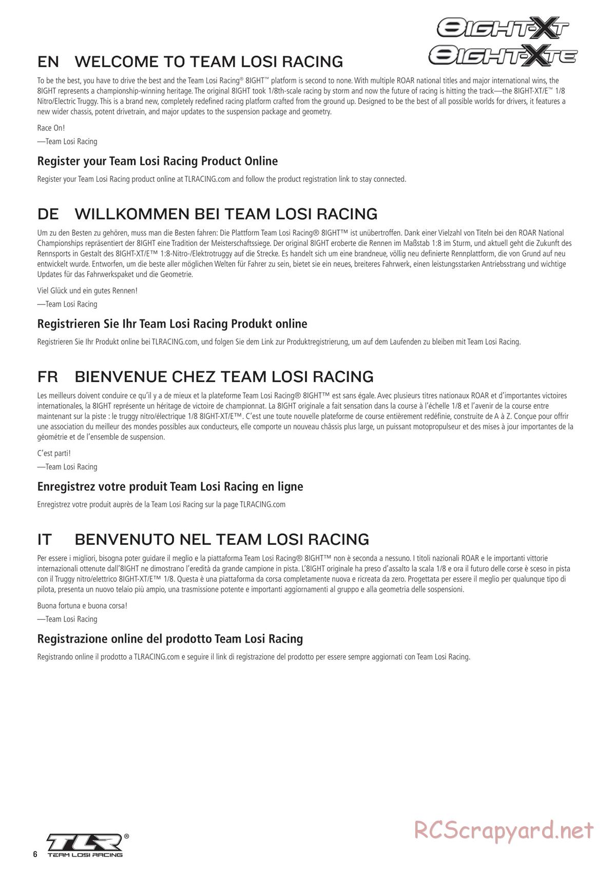 Team Losi - 8ight-XT/XTE Nitro/Electric Race - Manual - Page 6