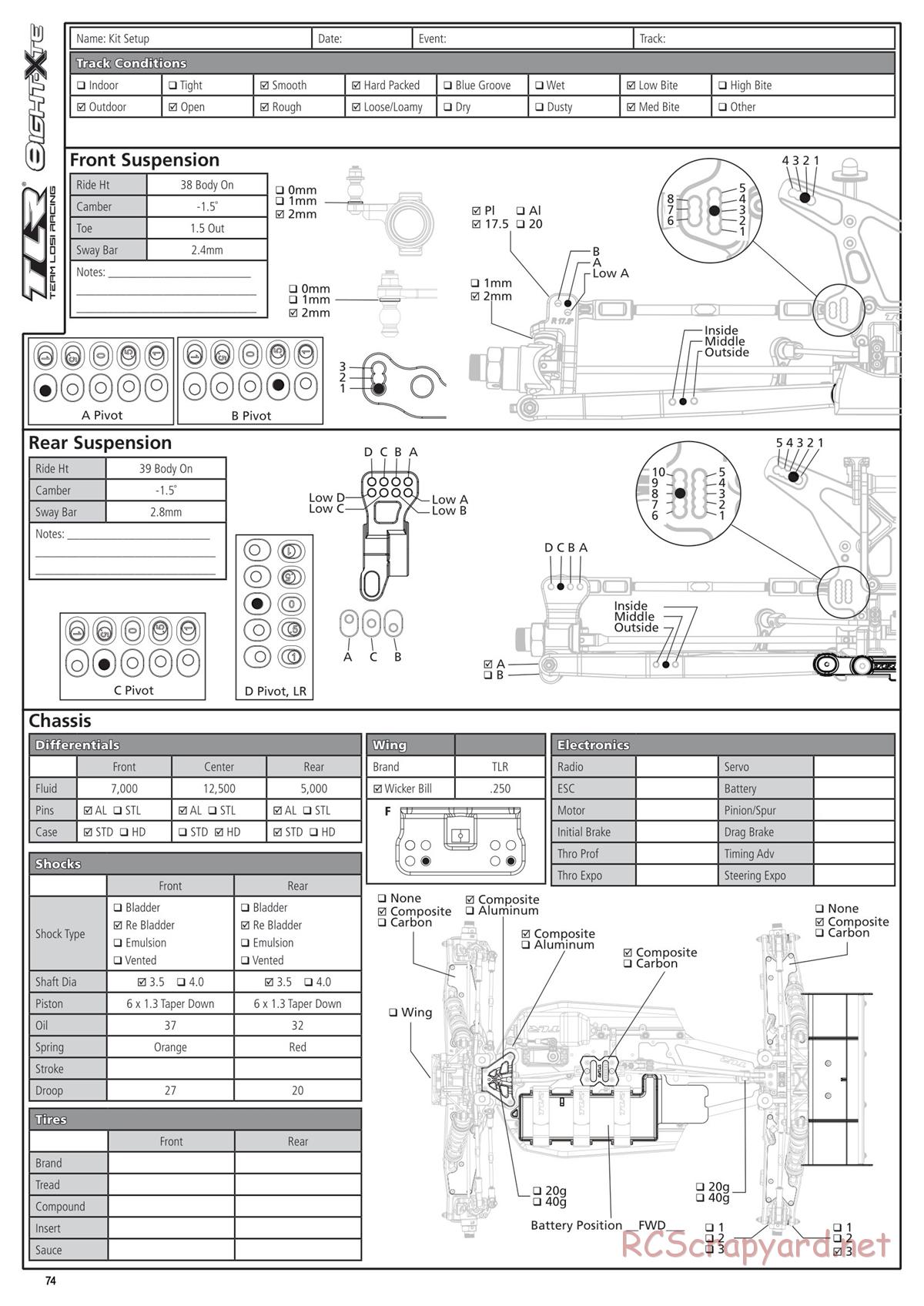 Team Losi - 8ight-XT/XTE Nitro/Electric Race - Manual - Page 74