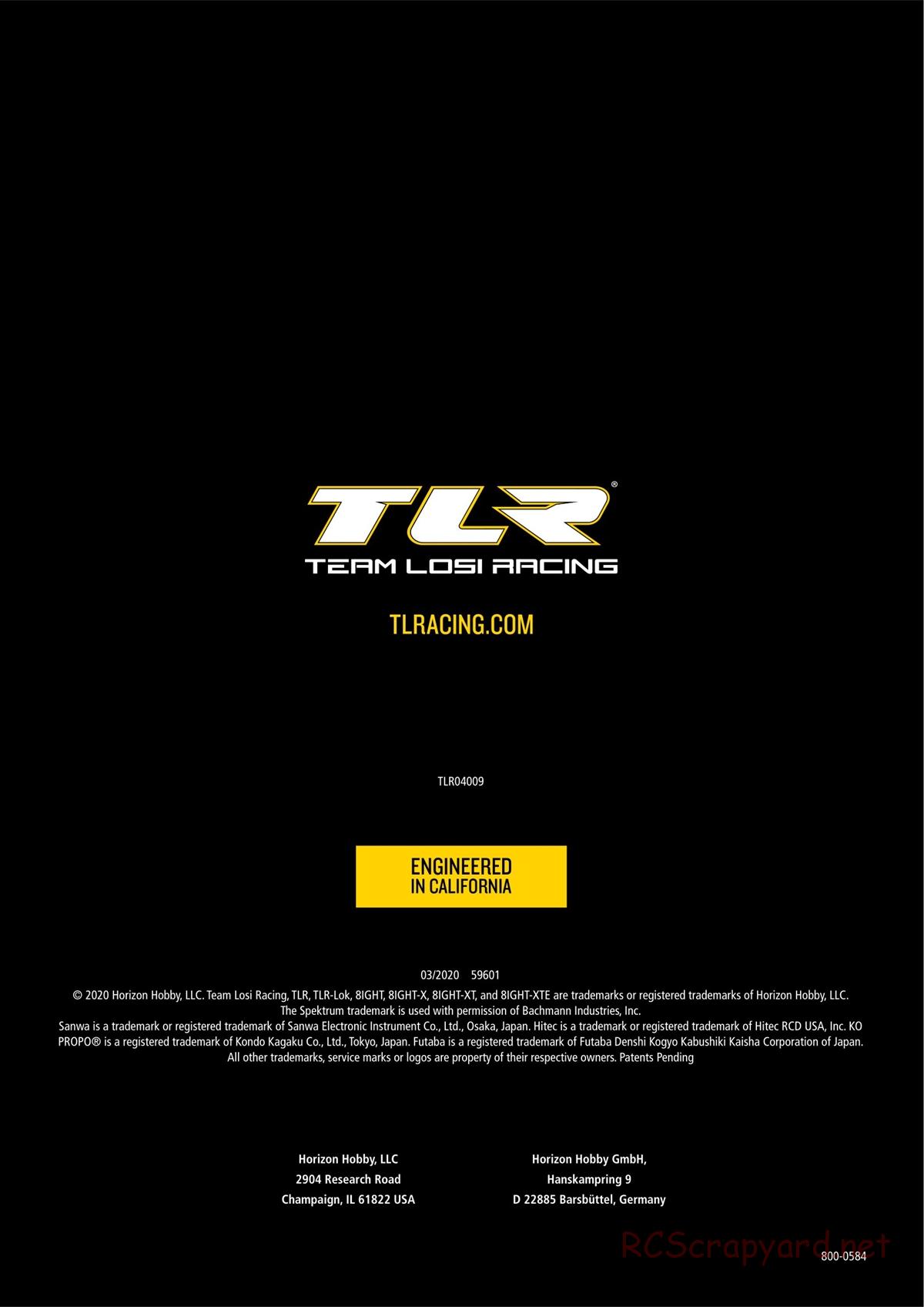Team Losi - 8ight-XT/XTE Nitro/Electric Race - Manual - Page 100