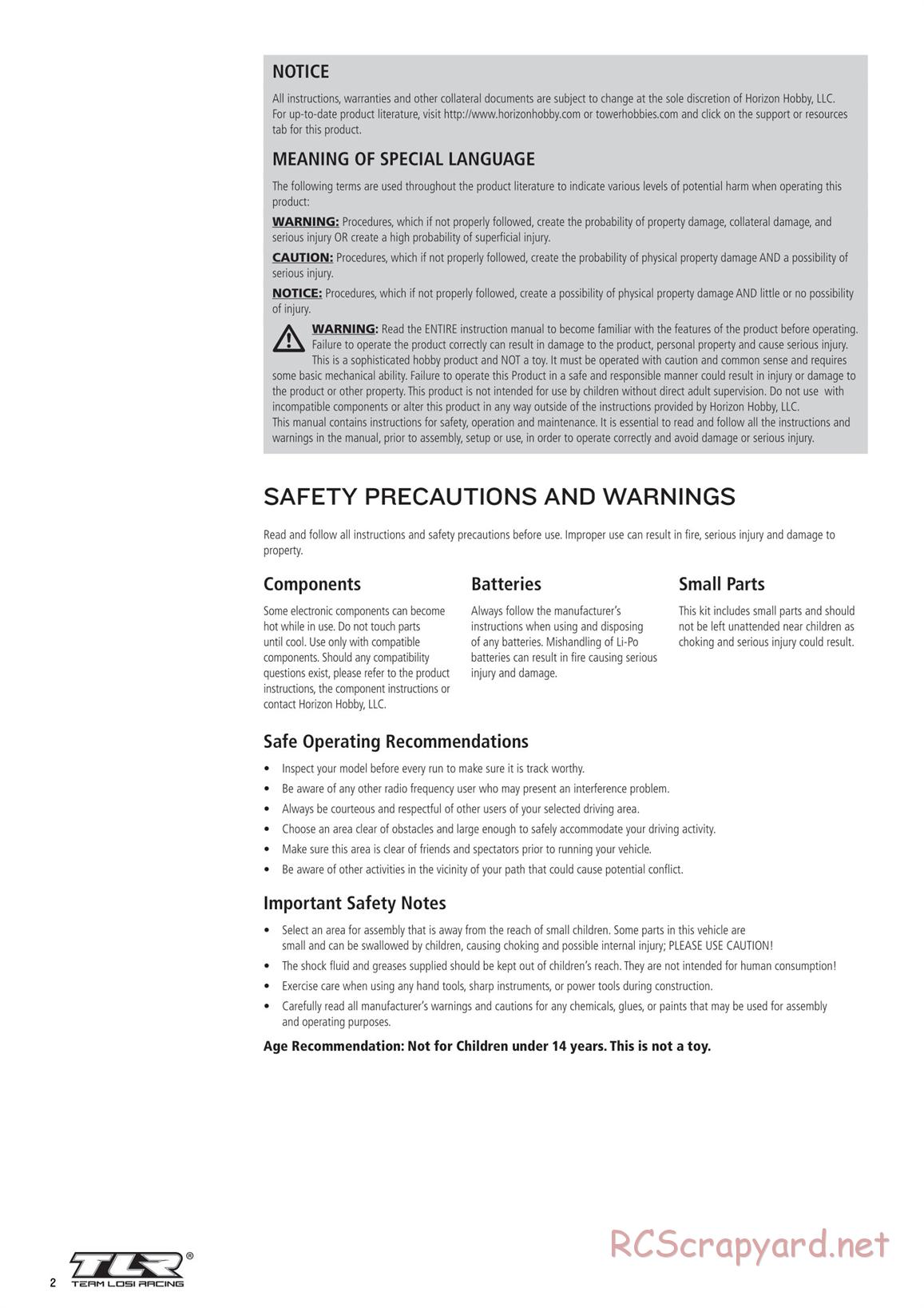 Team Losi - 8ight-X Elite Race - Manual - Page 2