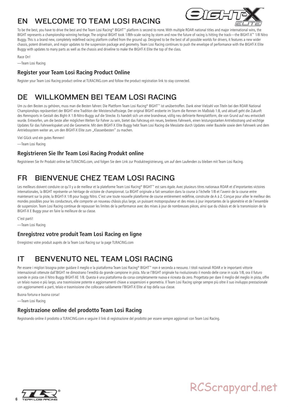 Team Losi - 8ight-X Elite Race - Manual - Page 6