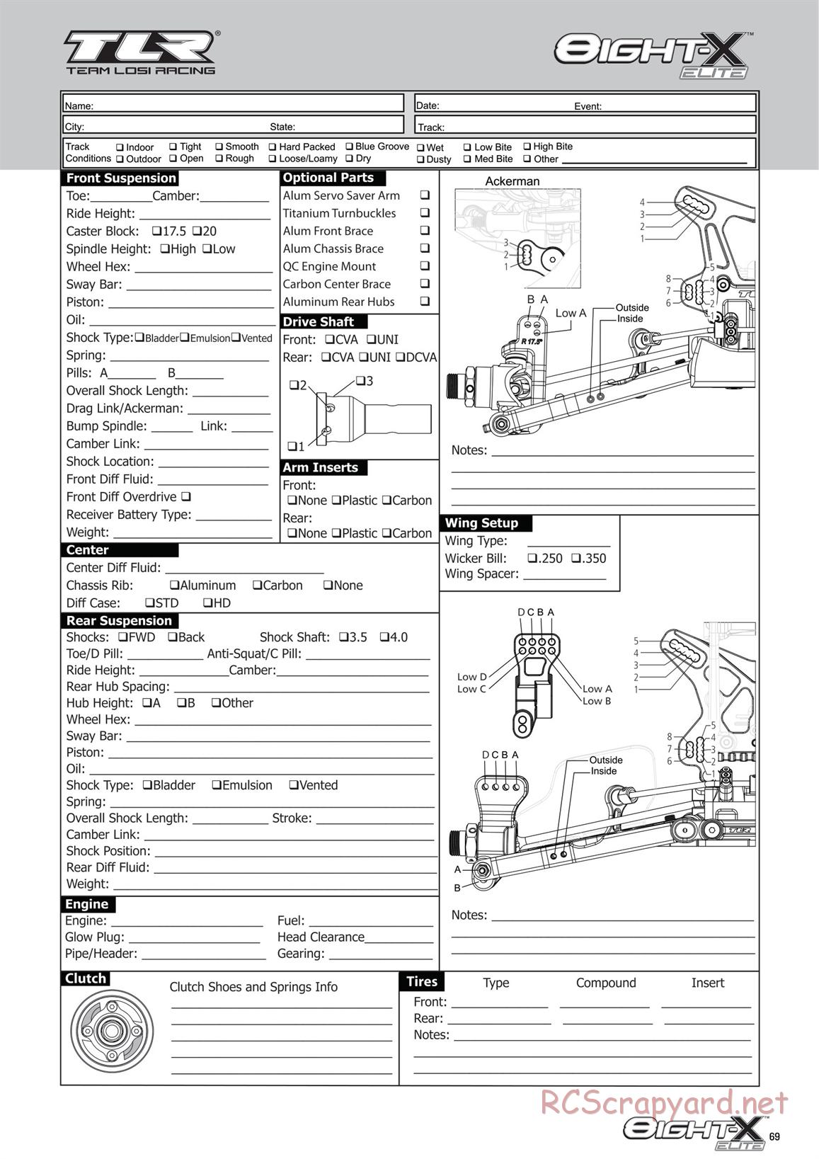 Team Losi - 8ight-X Elite Race - Manual - Page 69