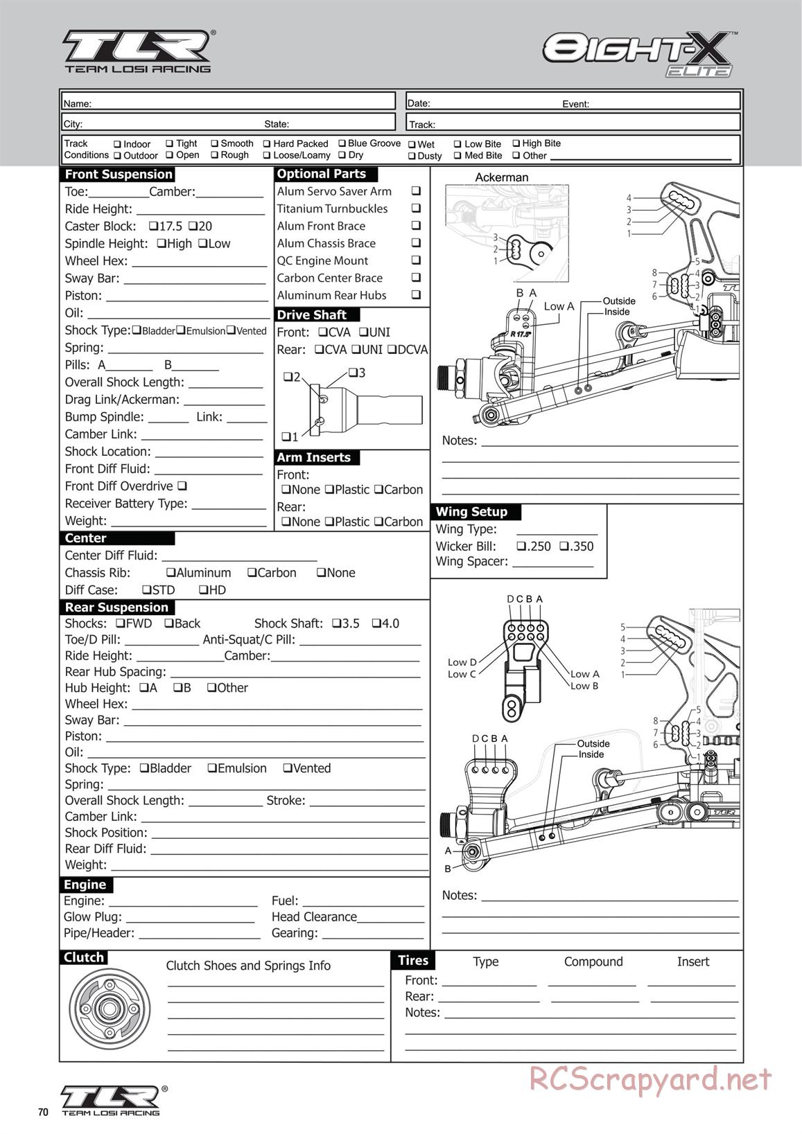 Team Losi - 8ight-X Elite Race - Manual - Page 70