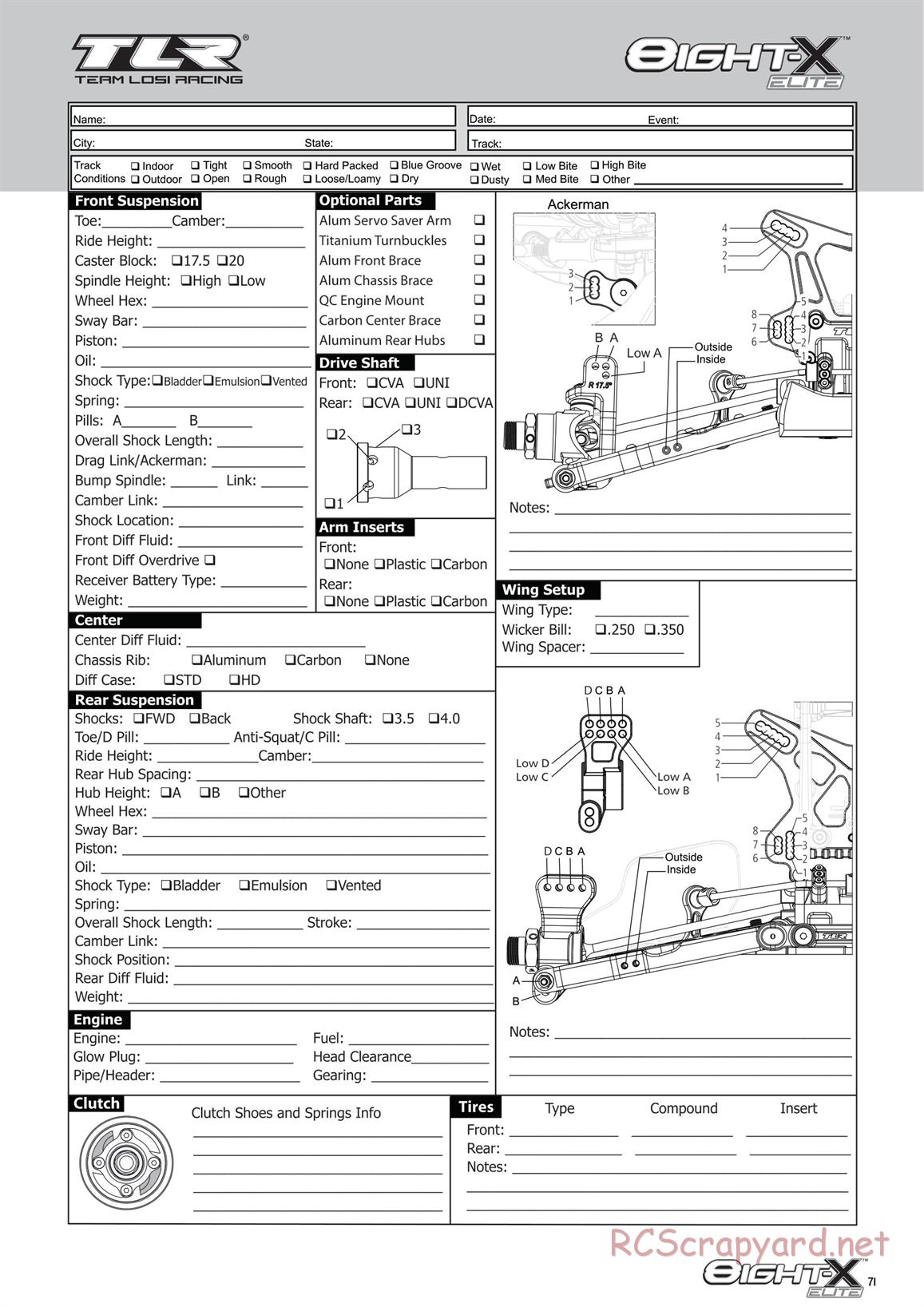 Team Losi - 8ight-X Elite Race - Manual - Page 71