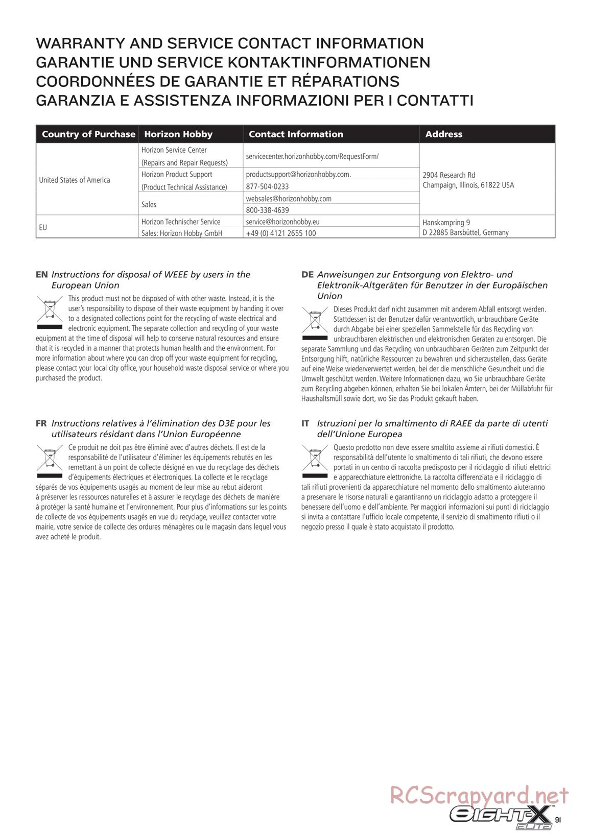 Team Losi - 8ight-X Elite Race - Manual - Page 91