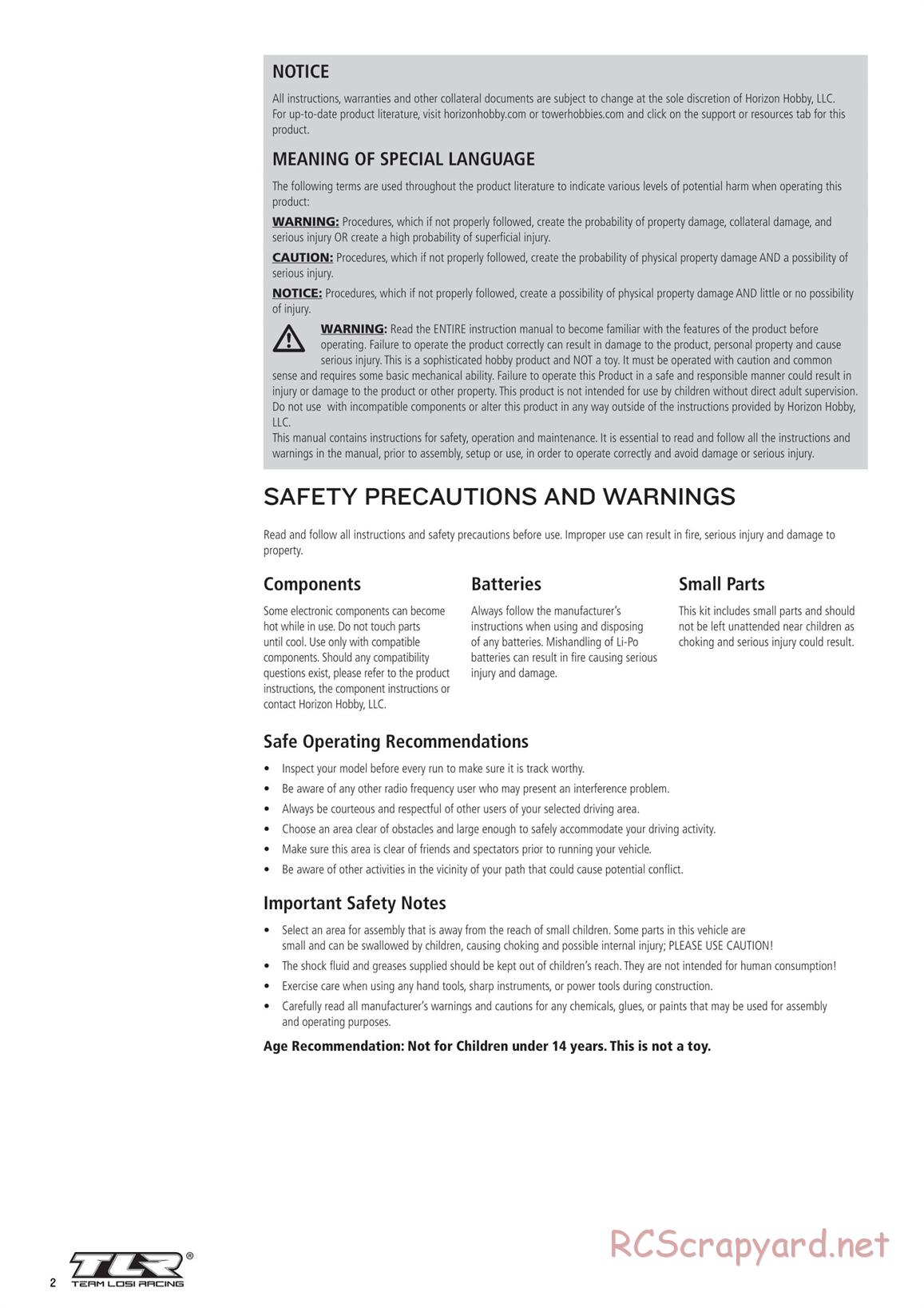 Team Losi - 8ight-XE Elite Race - Manual - Page 2