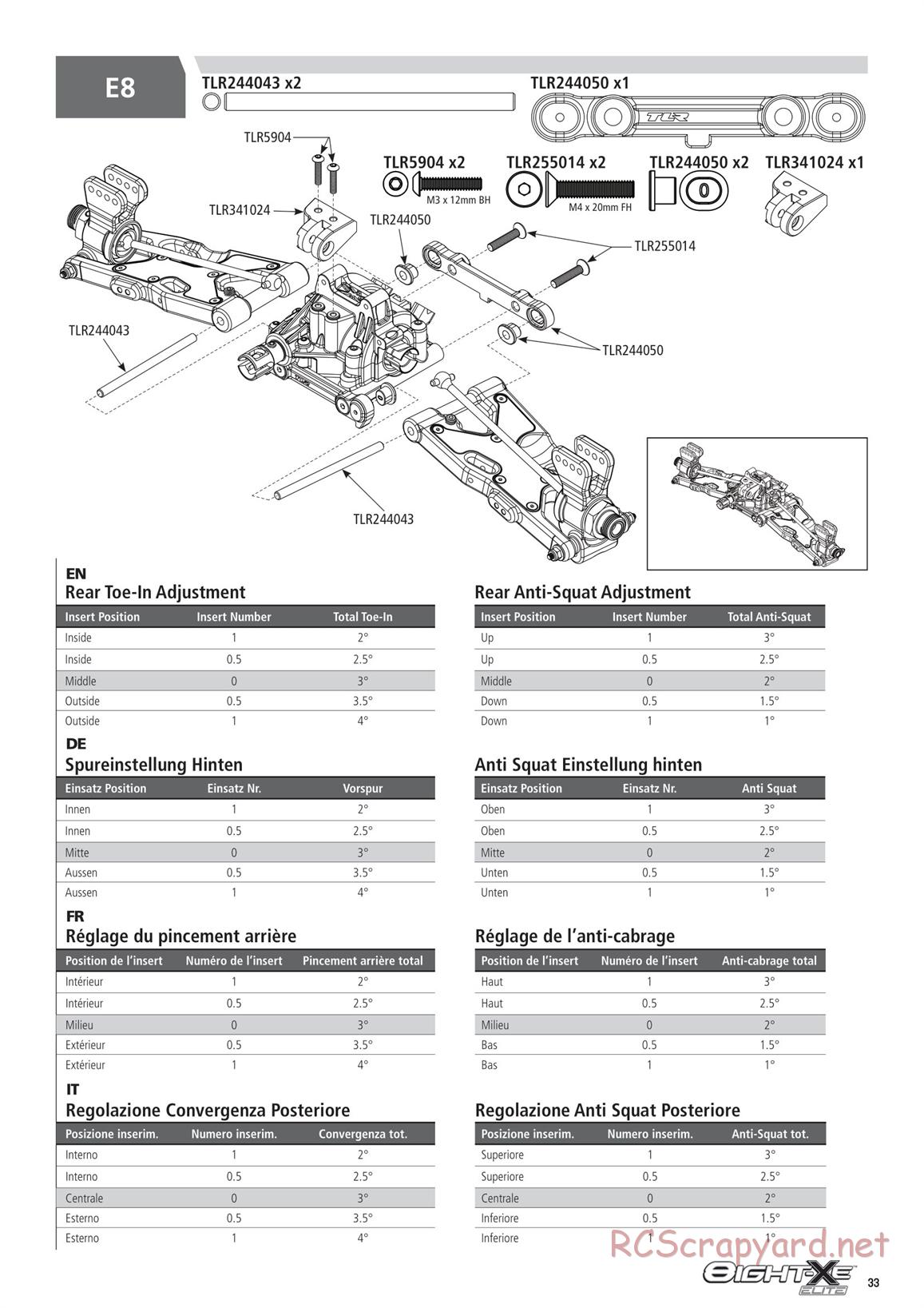 Team Losi - 8ight-XE Elite Race - Manual - Page 33