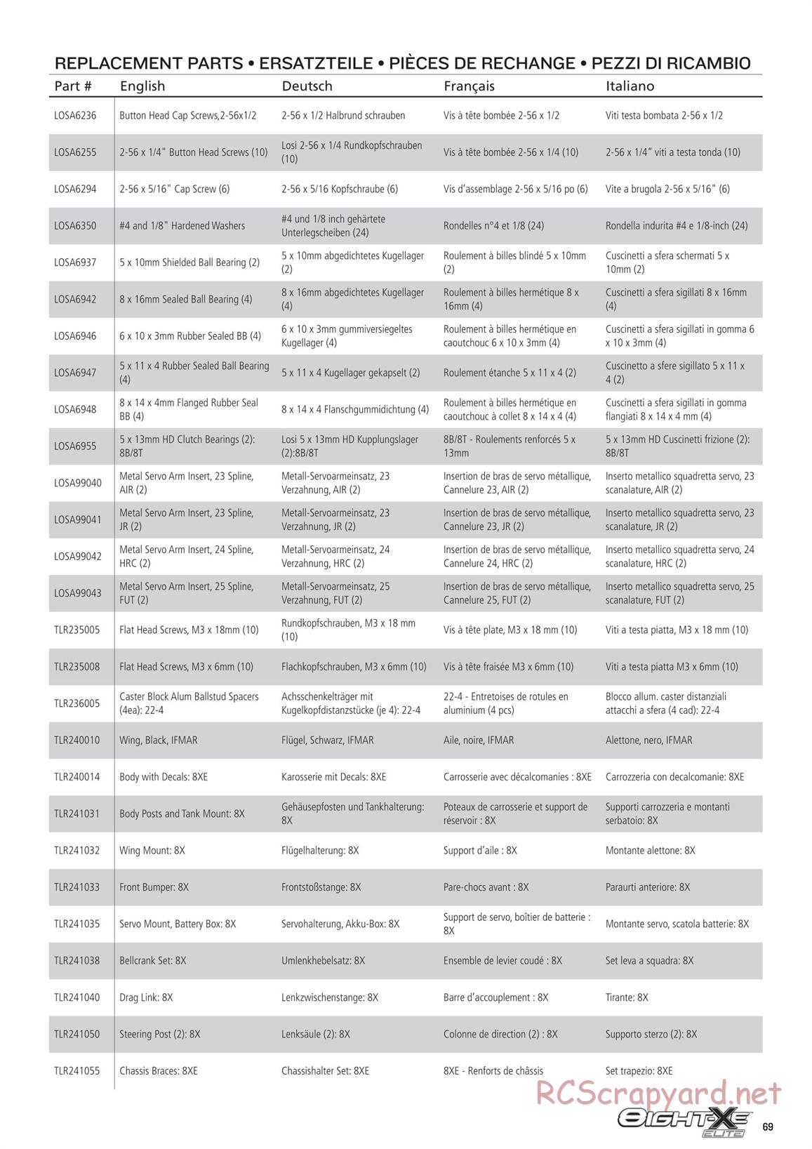 Team Losi - 8ight-XE Elite Race - Manual - Page 69