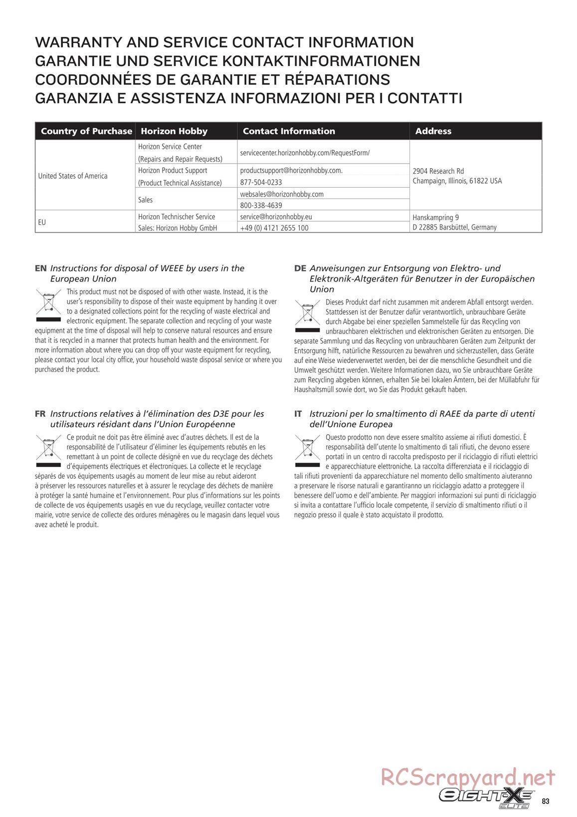 Team Losi - 8ight-XE Elite Race - Manual - Page 83