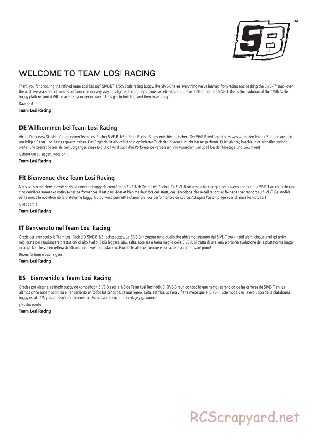 Team Losi - 5ive-B Race - Manual - Page 7