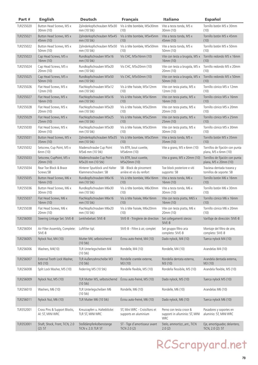 Team Losi - 5ive-B Race - Manual - Page 79