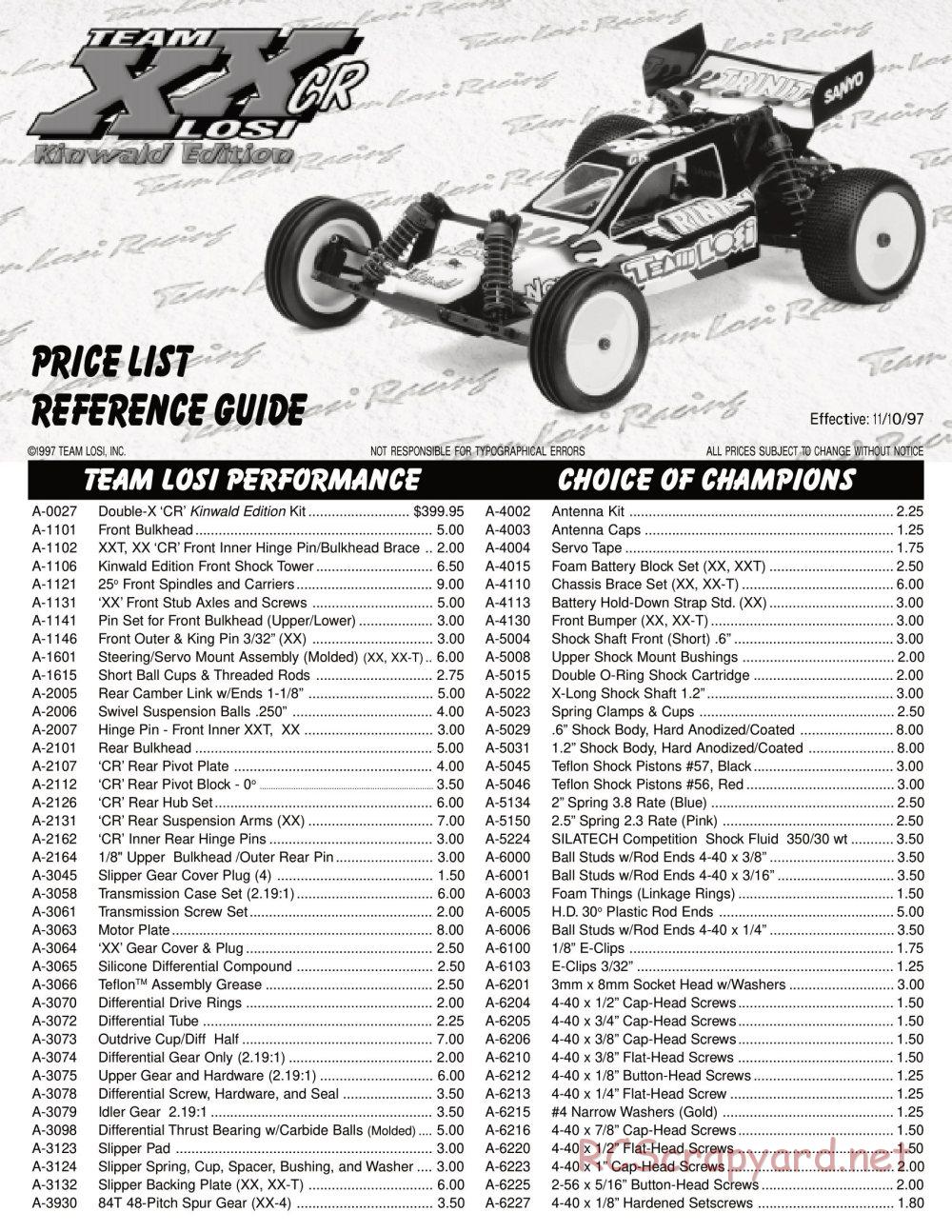 Team Losi - XX CR Kinwald Edition - Manual - Page 1