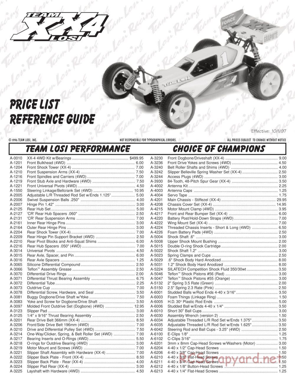 Team Losi - XX-4 - Manual - Page 1