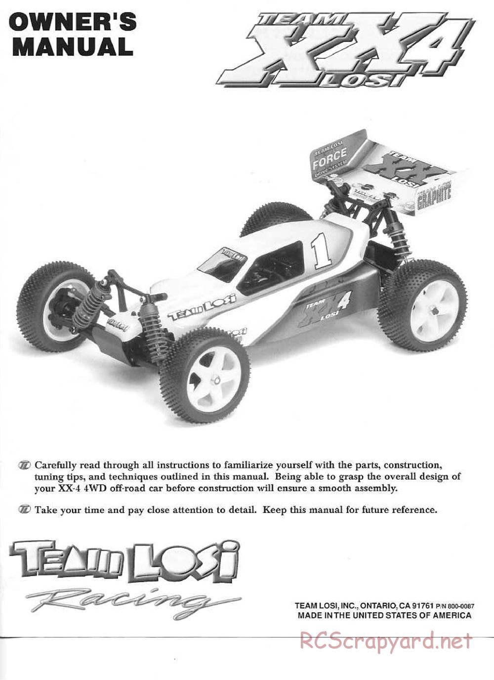 Team Losi - XX-4 - Manual - Page 1