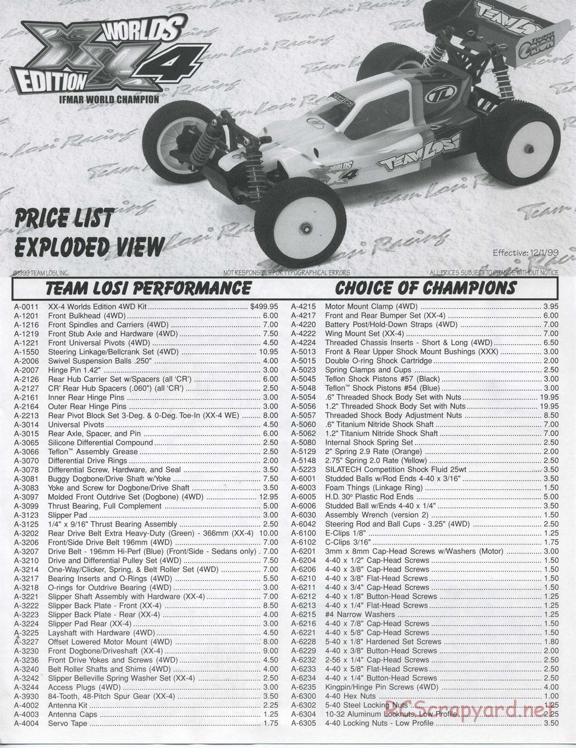 Team Losi - XX-4 Worlds Edition - Manual - Page 1