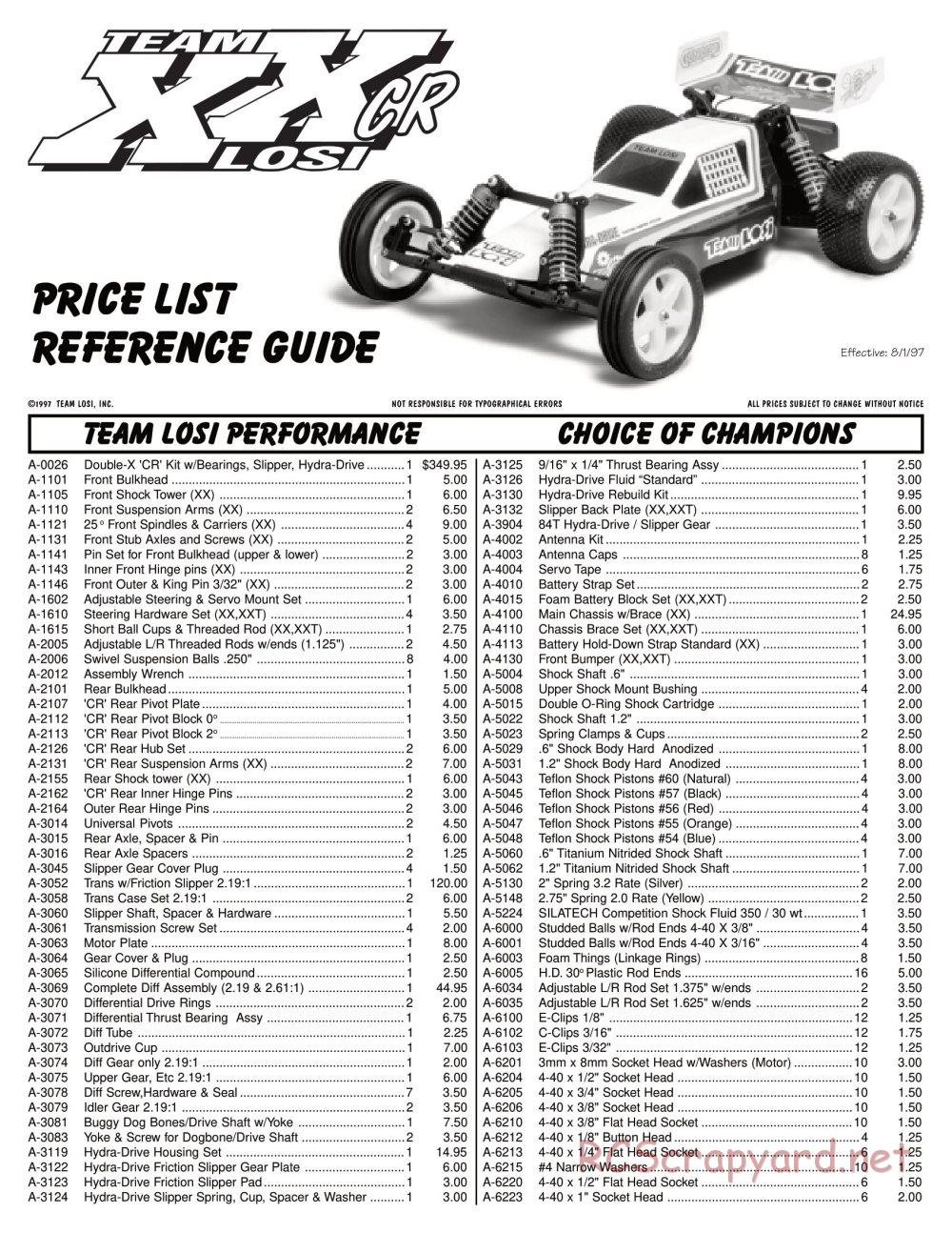 Team Losi - XX-CR - Manual - Page 1