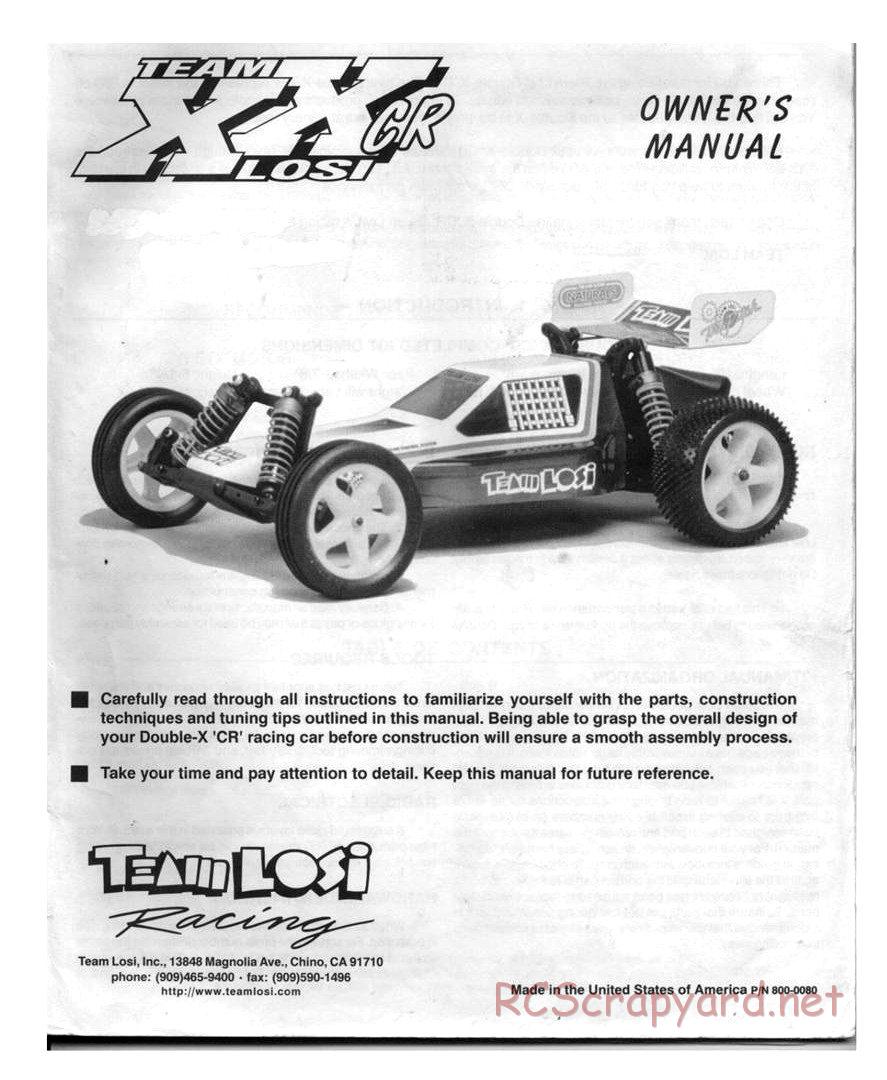 Team Losi - XX-CR - Manual - Page 1