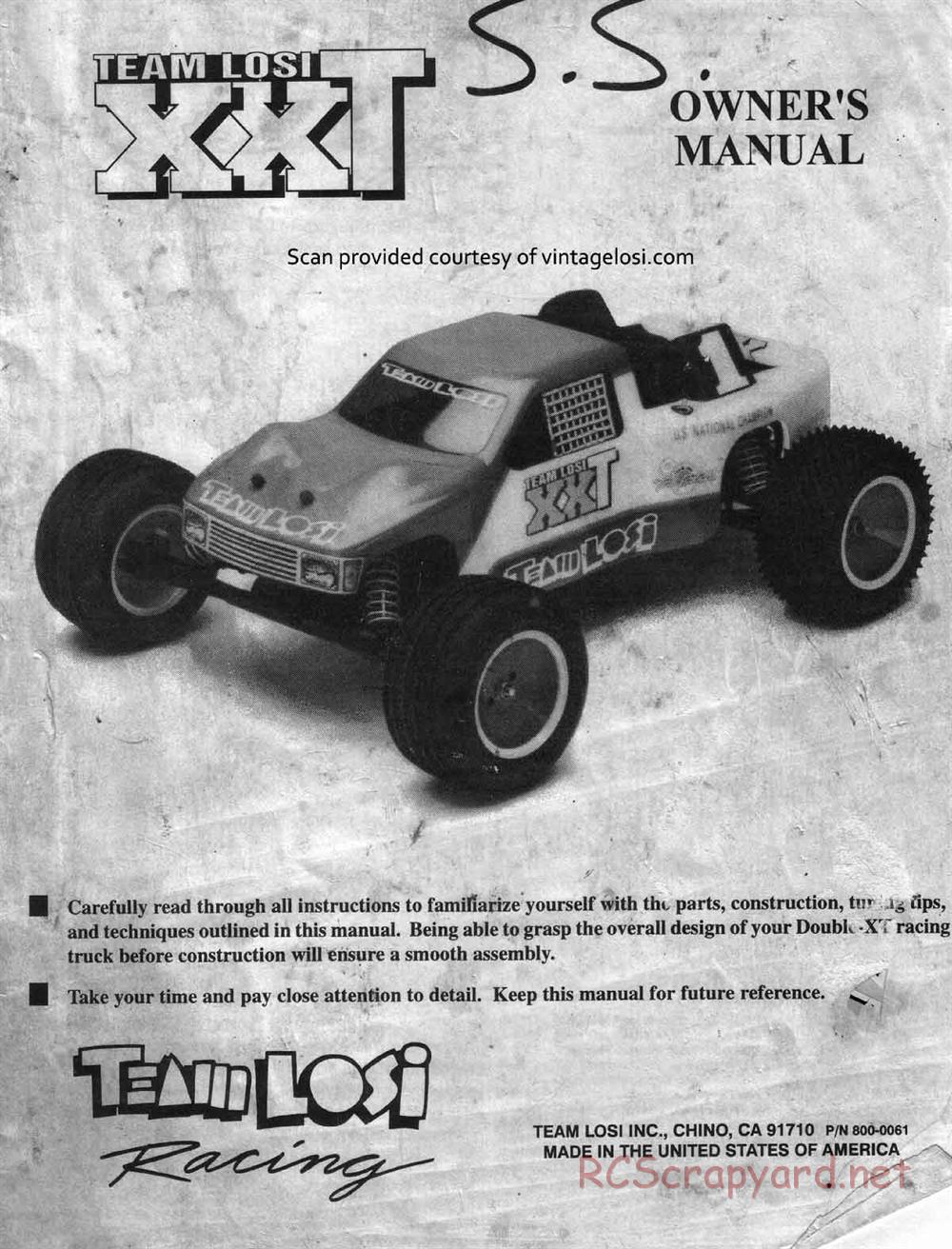 Team Losi - XXT - Manual - Page 1