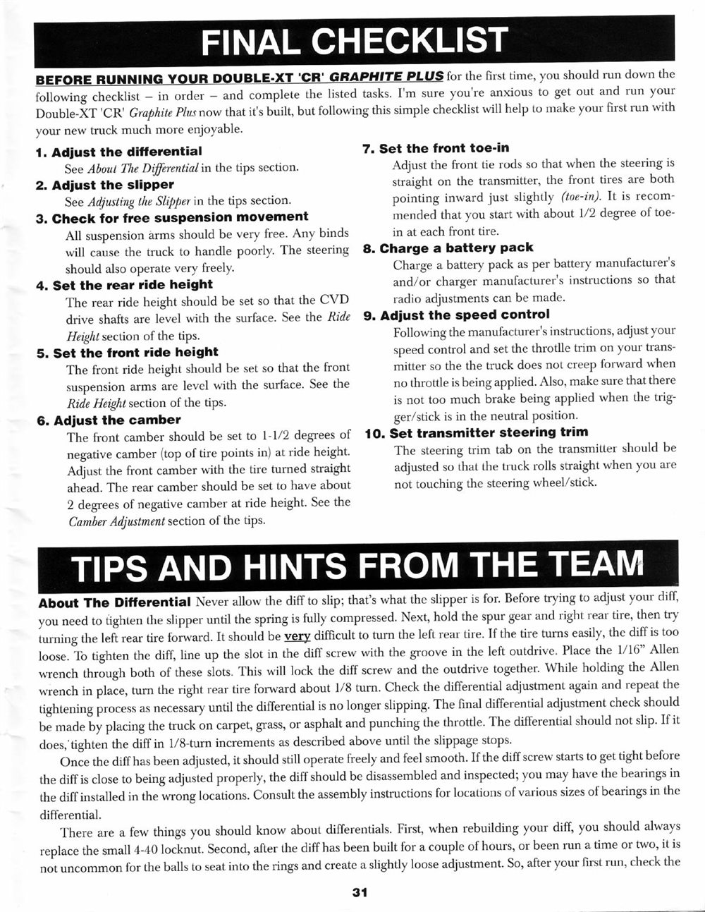 Team Losi - XXT CR Graphite Plus - Manual - Page 34