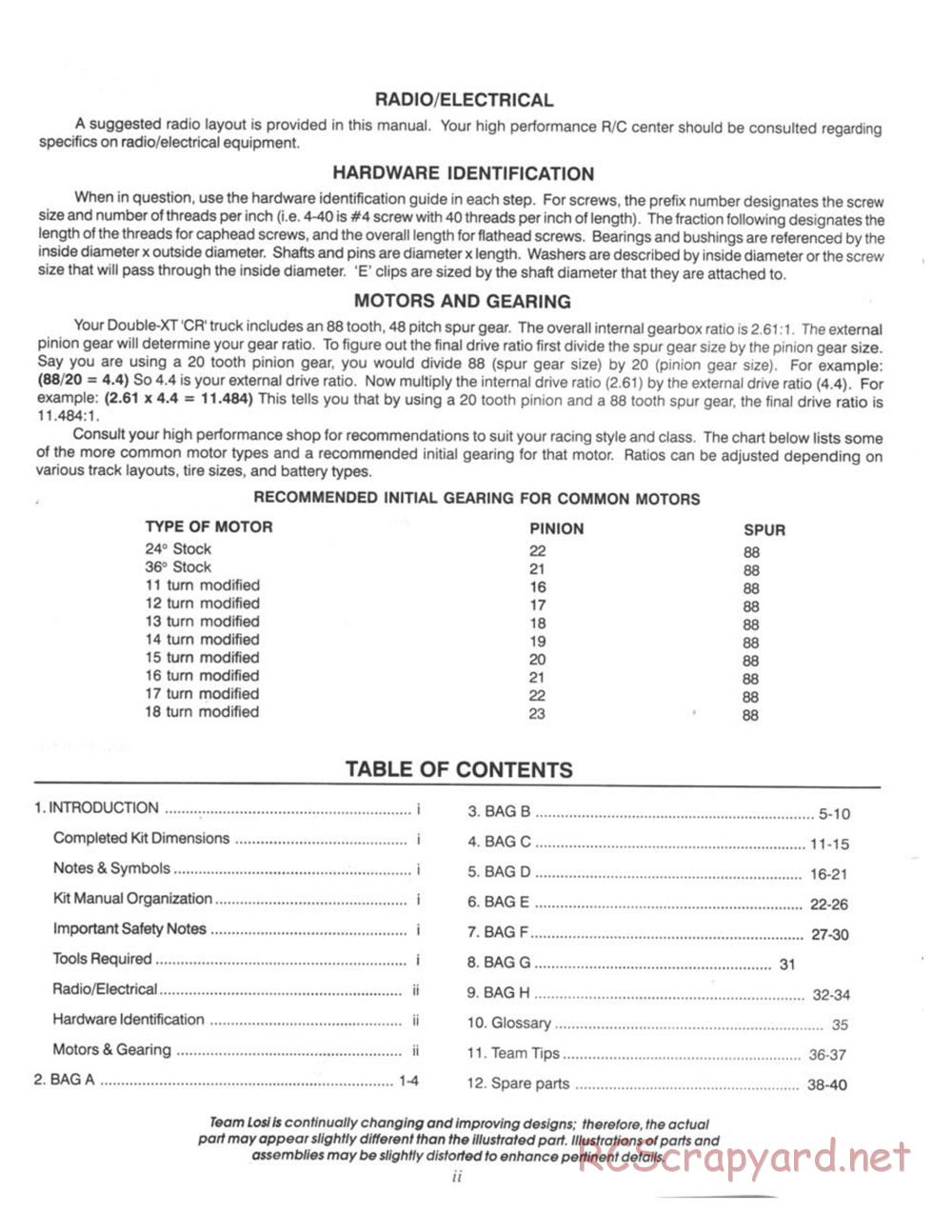 Team Losi - XXT-CR - Manual - Page 3